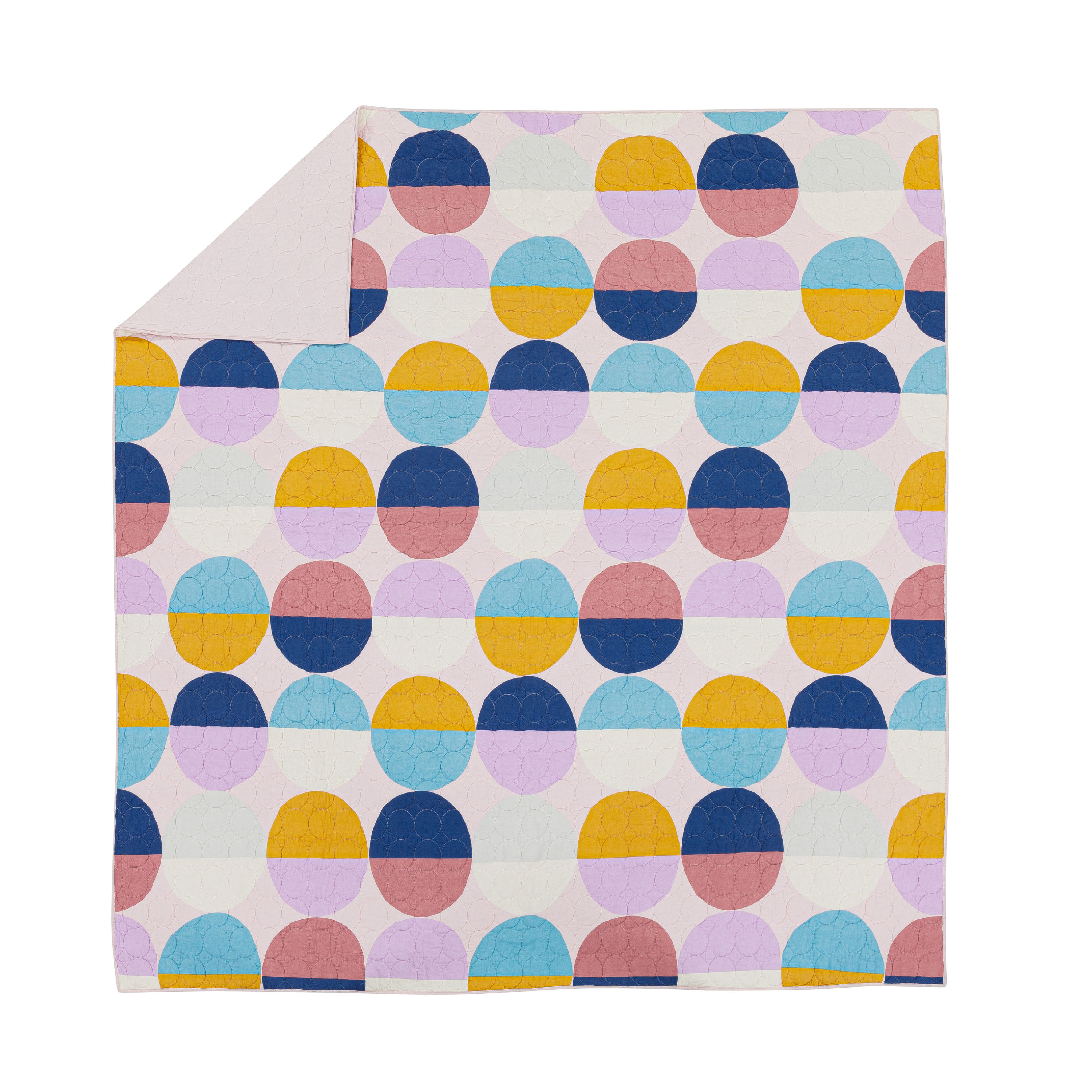 Full Pink Organic Cotton Reversible Quilt Set