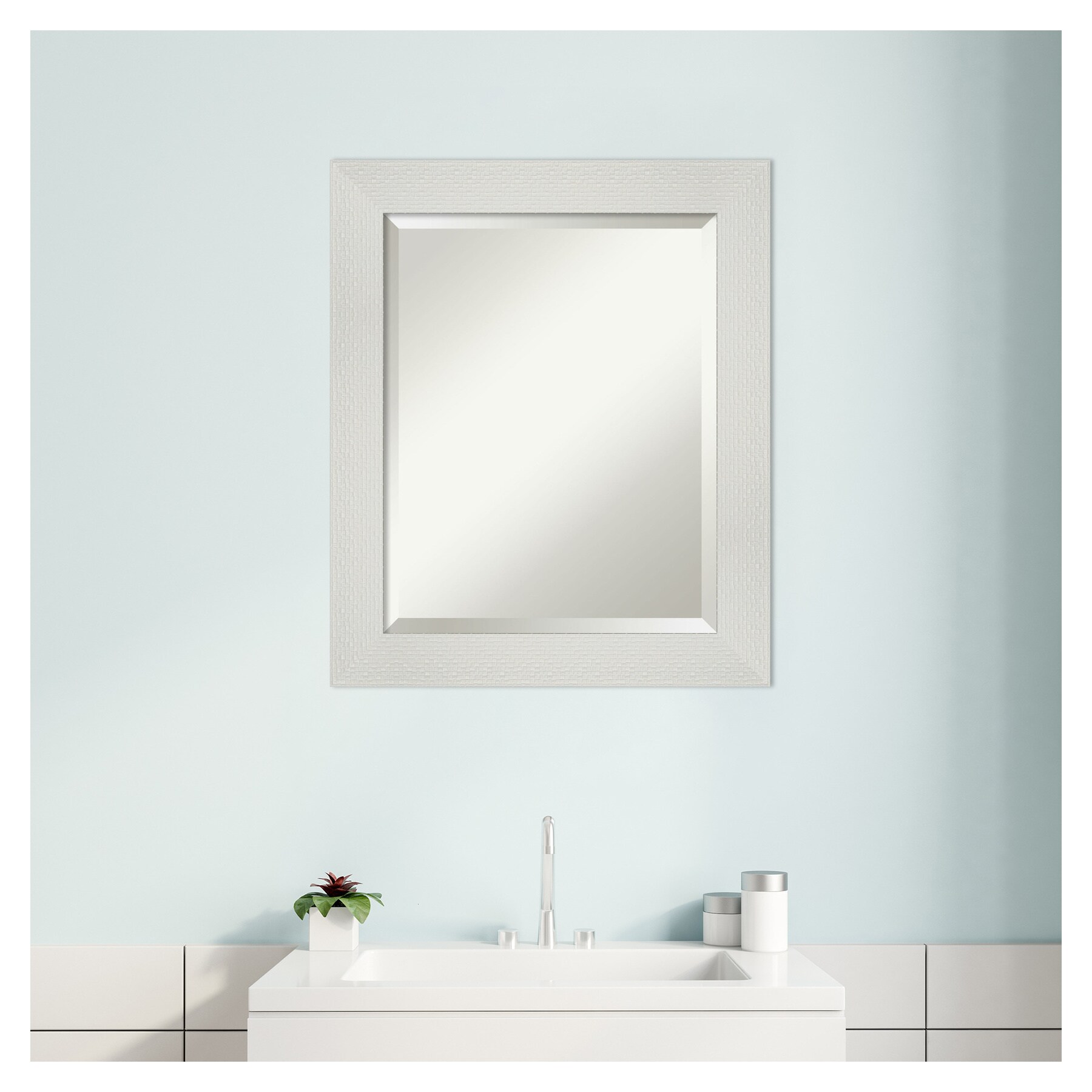 Mosaic White Polystyrene Framed Rectangular Bathroom Vanity Mirror