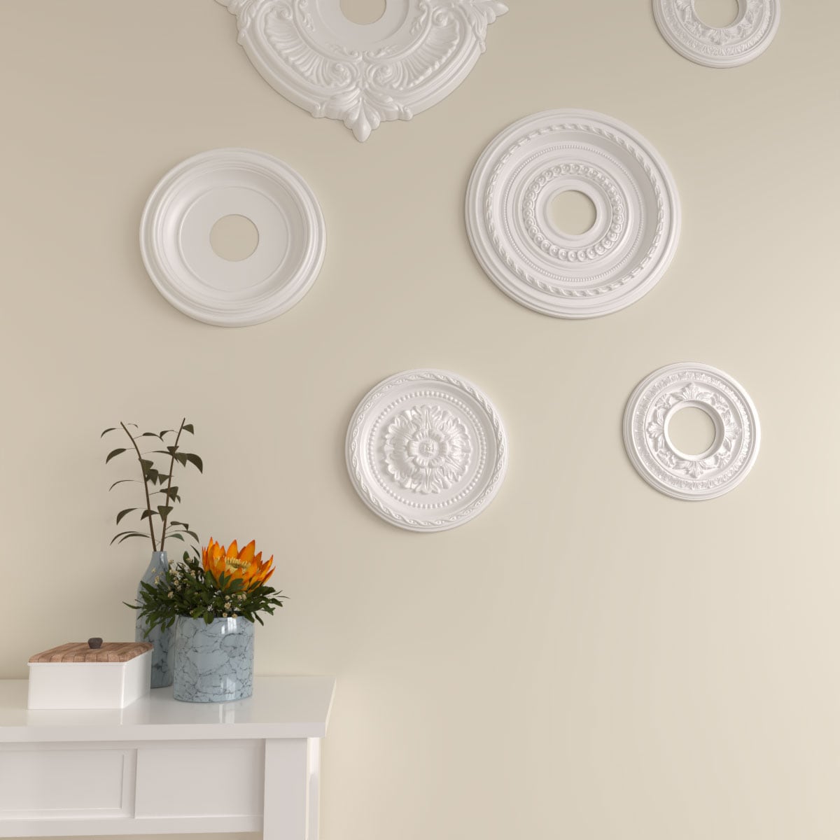 Palmetto Gray Urethane 11.5" Ceiling Medallion