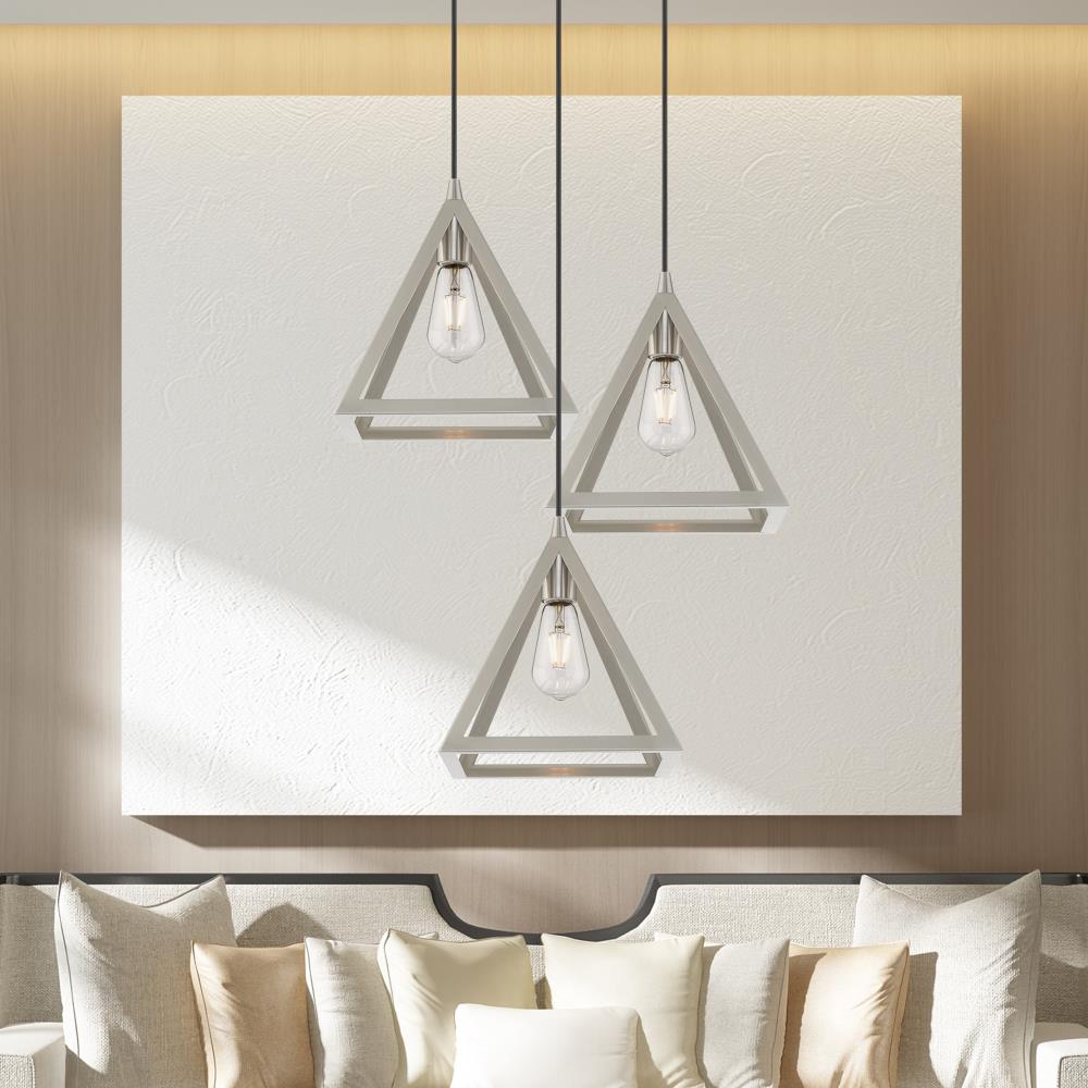 Brushed Nickel Mini Pendant Light with Geometric Shade