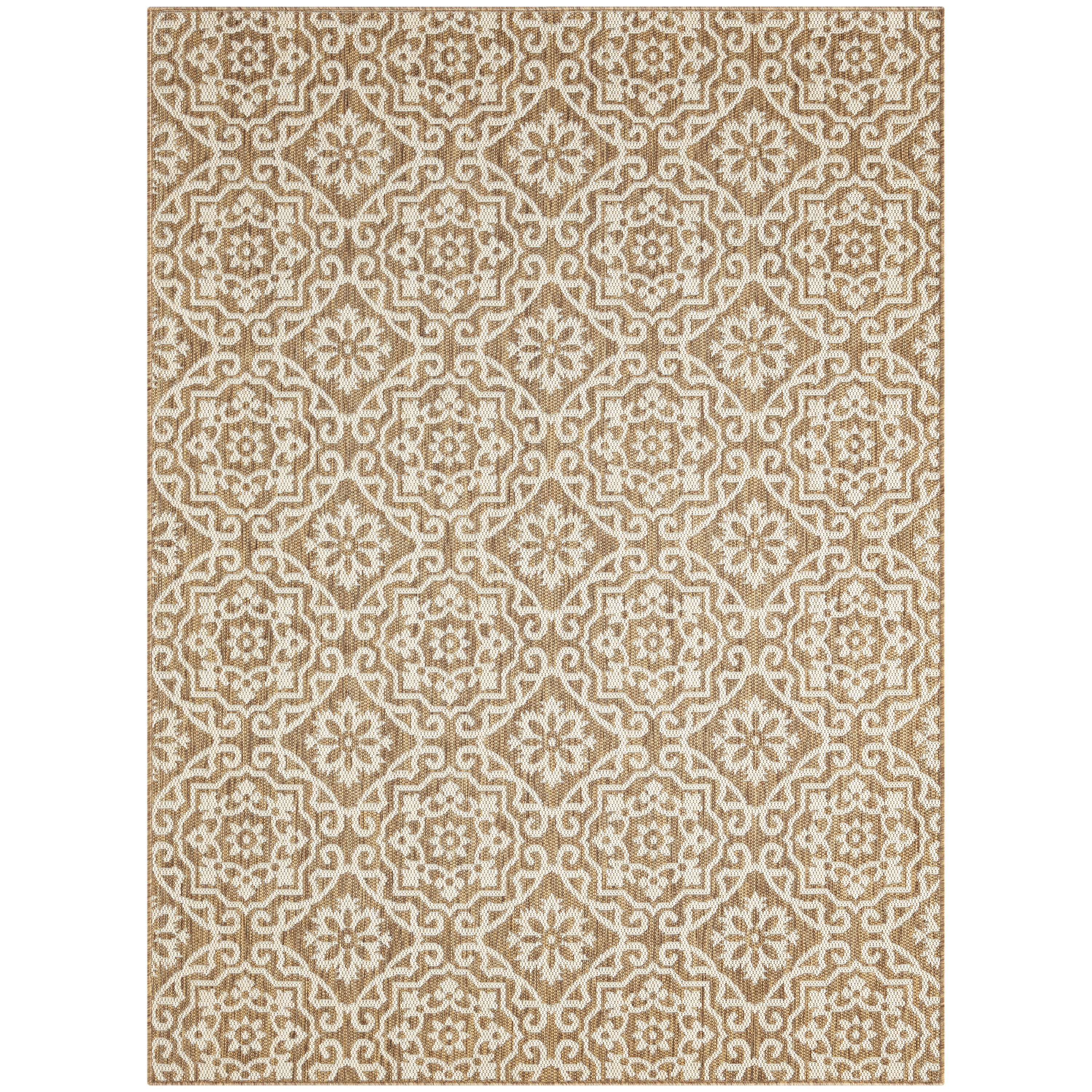 Nicole Miller 2A-6681-524 6 x 9 (ft) Loomed Polypropylene Brown Rectangular Indoor/Outdoor Geometric Area rug