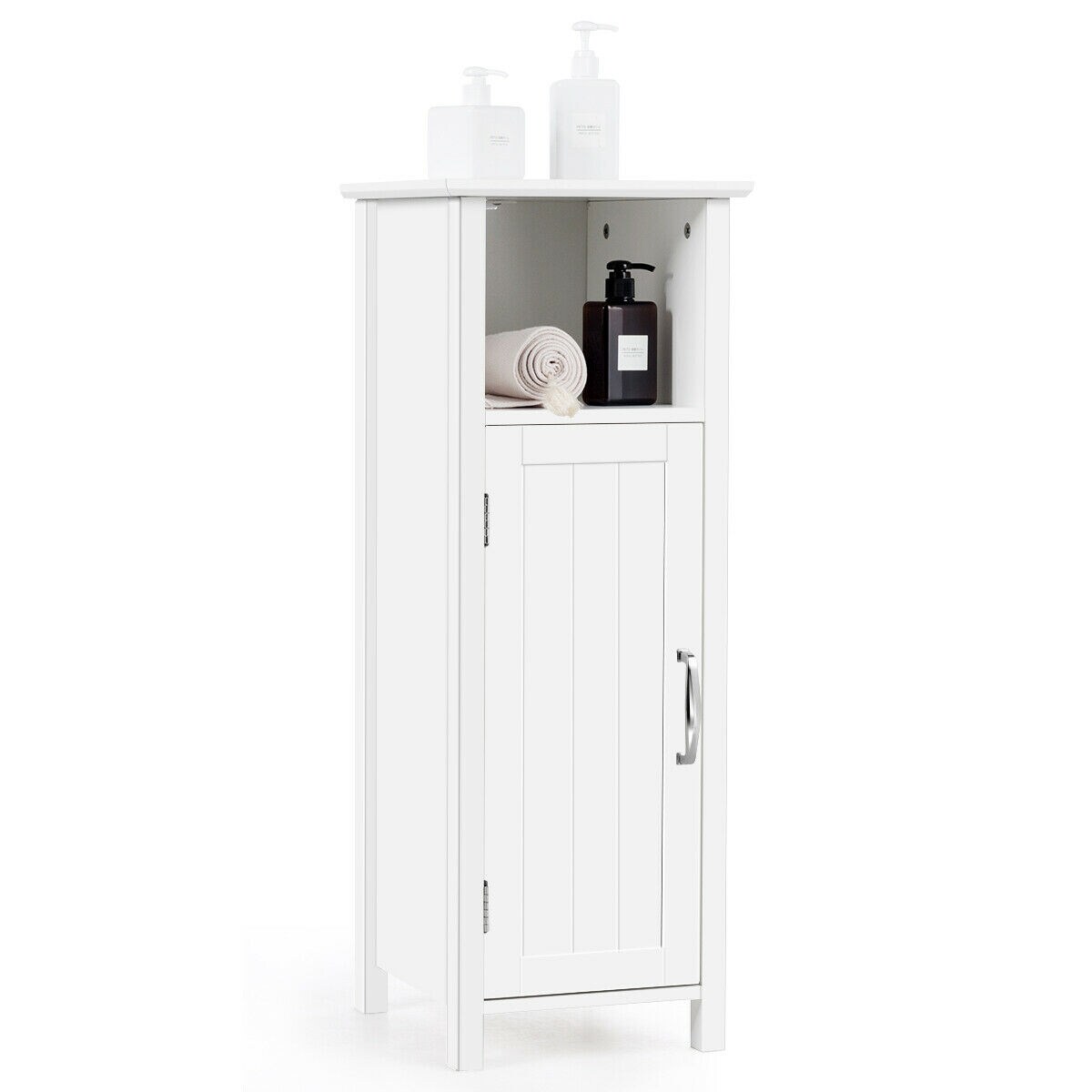 WELLFOR 12-in x 31.5-in x 12-in White Freestanding Corner Linen Cabinet ...