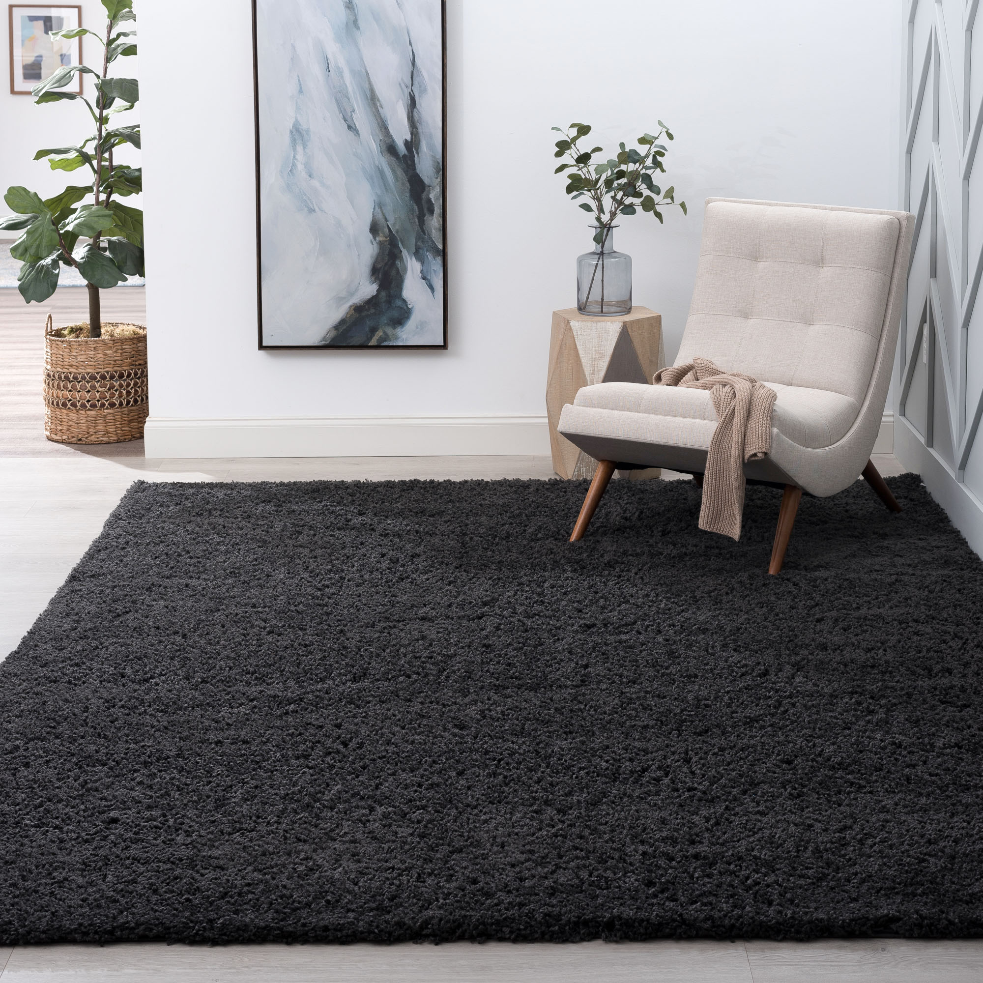 Tayse JRS1003 3X5 3 x 5 (ft) Loomed Polypropylene Dark Gray Rectangular Indoor Area rug