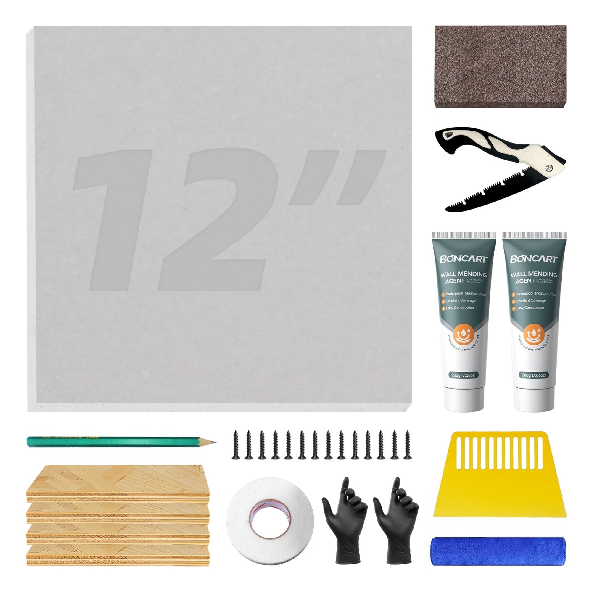 Wudkey 12in x 12in 1-Panel White Drywall Repair Kit