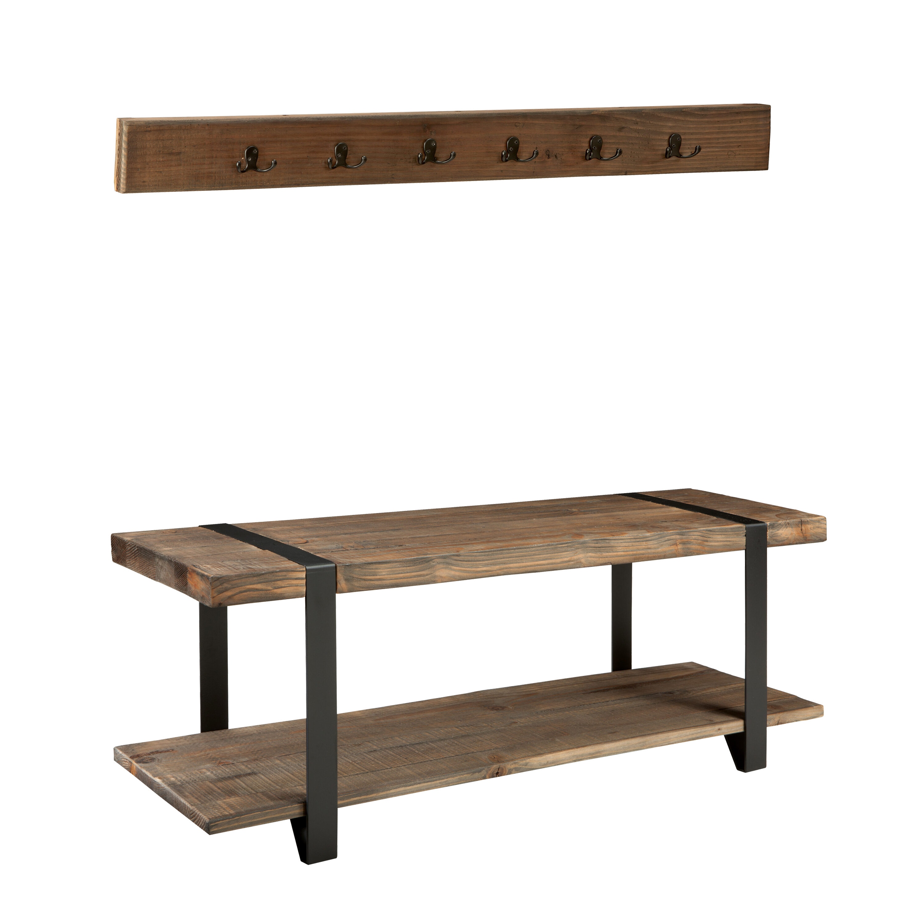 Alaterre Furniture Alpine Natural Live Edge 36 in. Bench with Coat