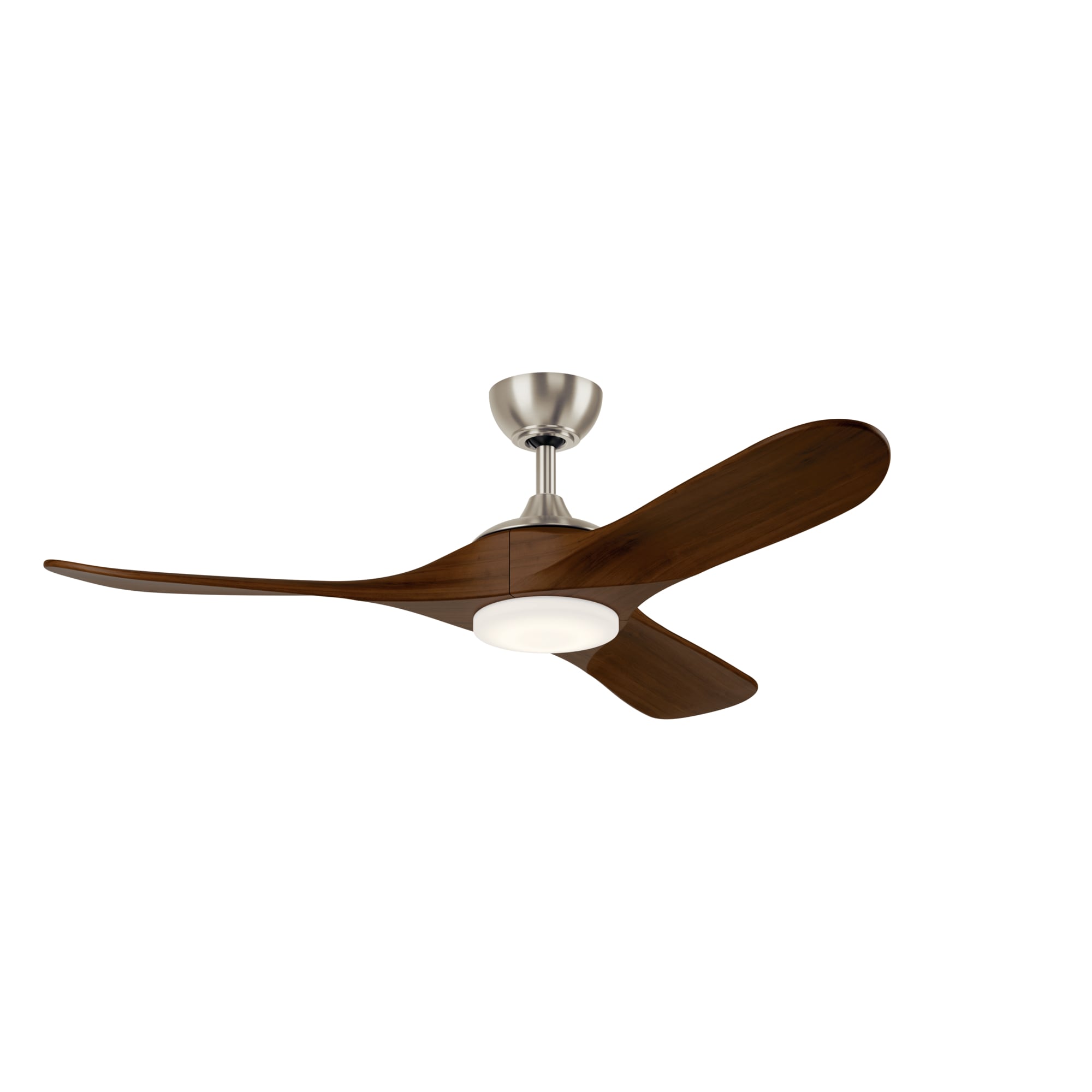 Kichler 310552NI Mylo 52-in Color-Changing Integrated LED Outdoor Painted Brushed Nickel with Natural Walnut Blades Ceiling Fan With Light - Remote Included ( 3 -Blade )