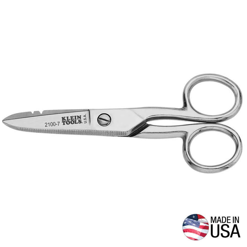 Klein Tools 21007 Electrician's Scissors, Nickel Plated