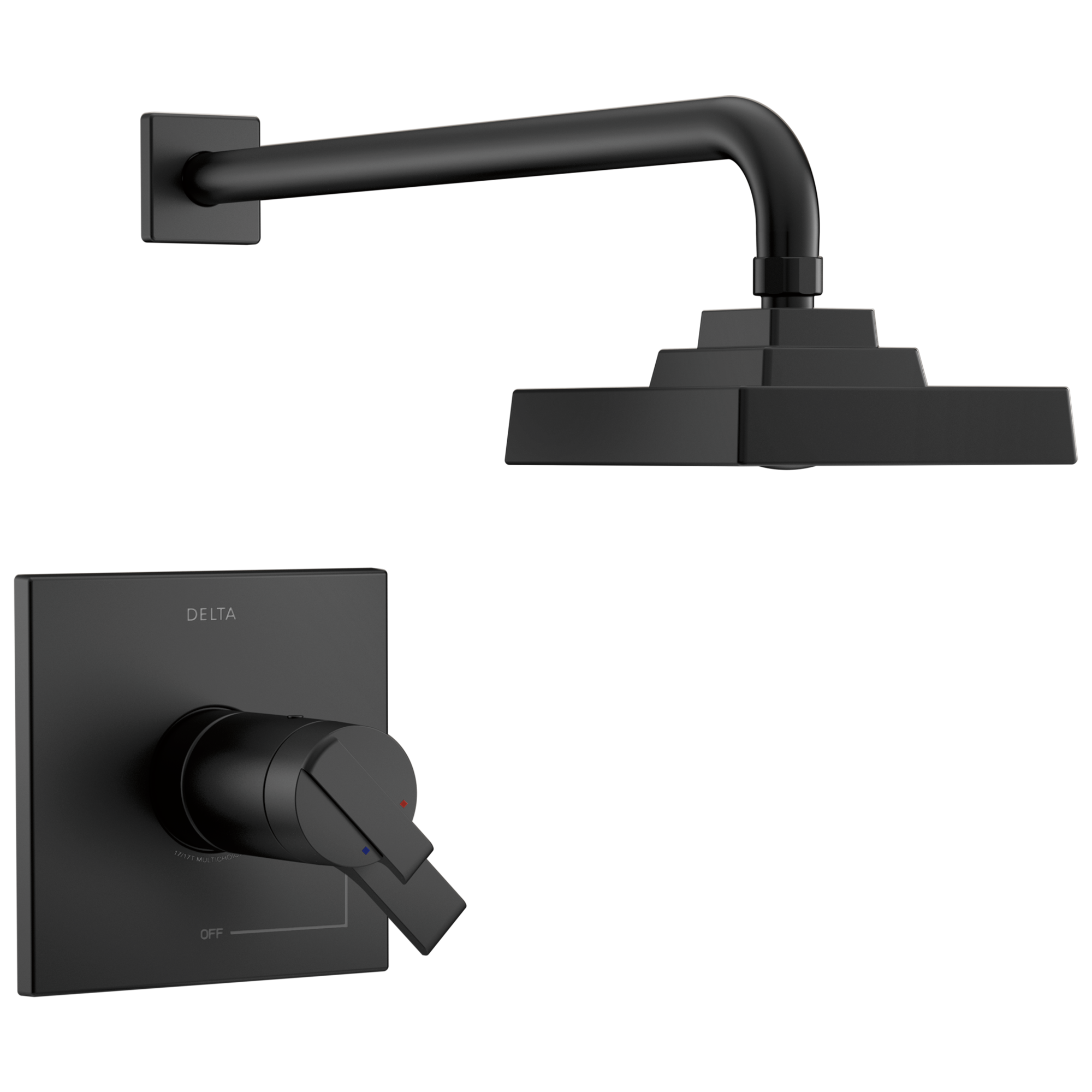 Delta T17T267-BL Ara Matte Black 2-handle Single function 6.5-Inches Round Shower Faucet with Valve