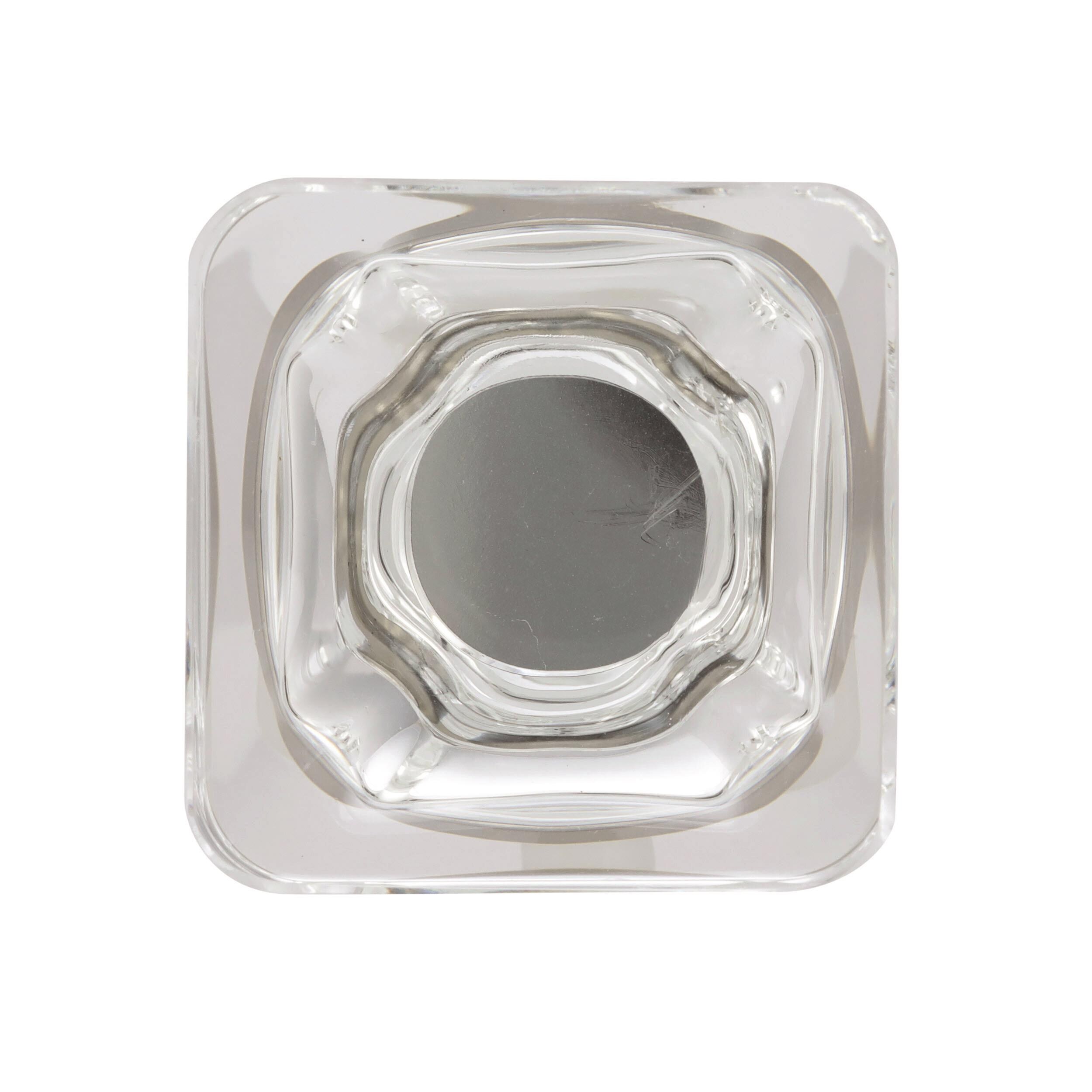 Clear Crystal and Satin Nickel Square Cabinet Knob