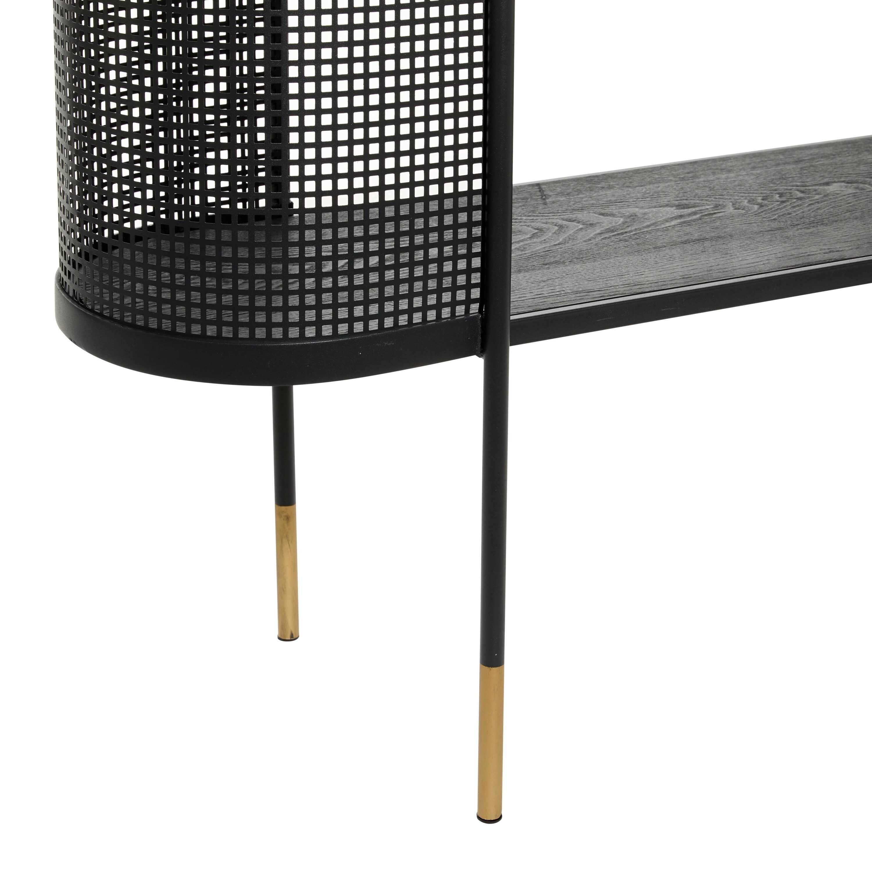 Elegant Black Metal Console Table with Storage Shelf