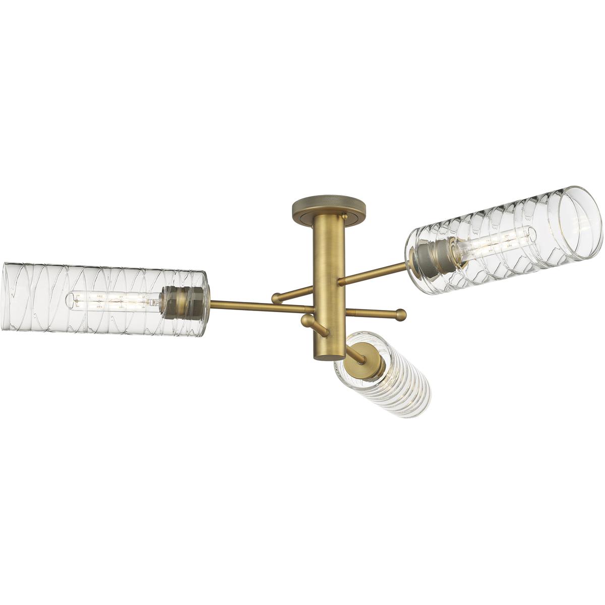 Innovations Lighting -  434-3F-BB-G434-12DE Crown Point Flush Mount Brushed Brass