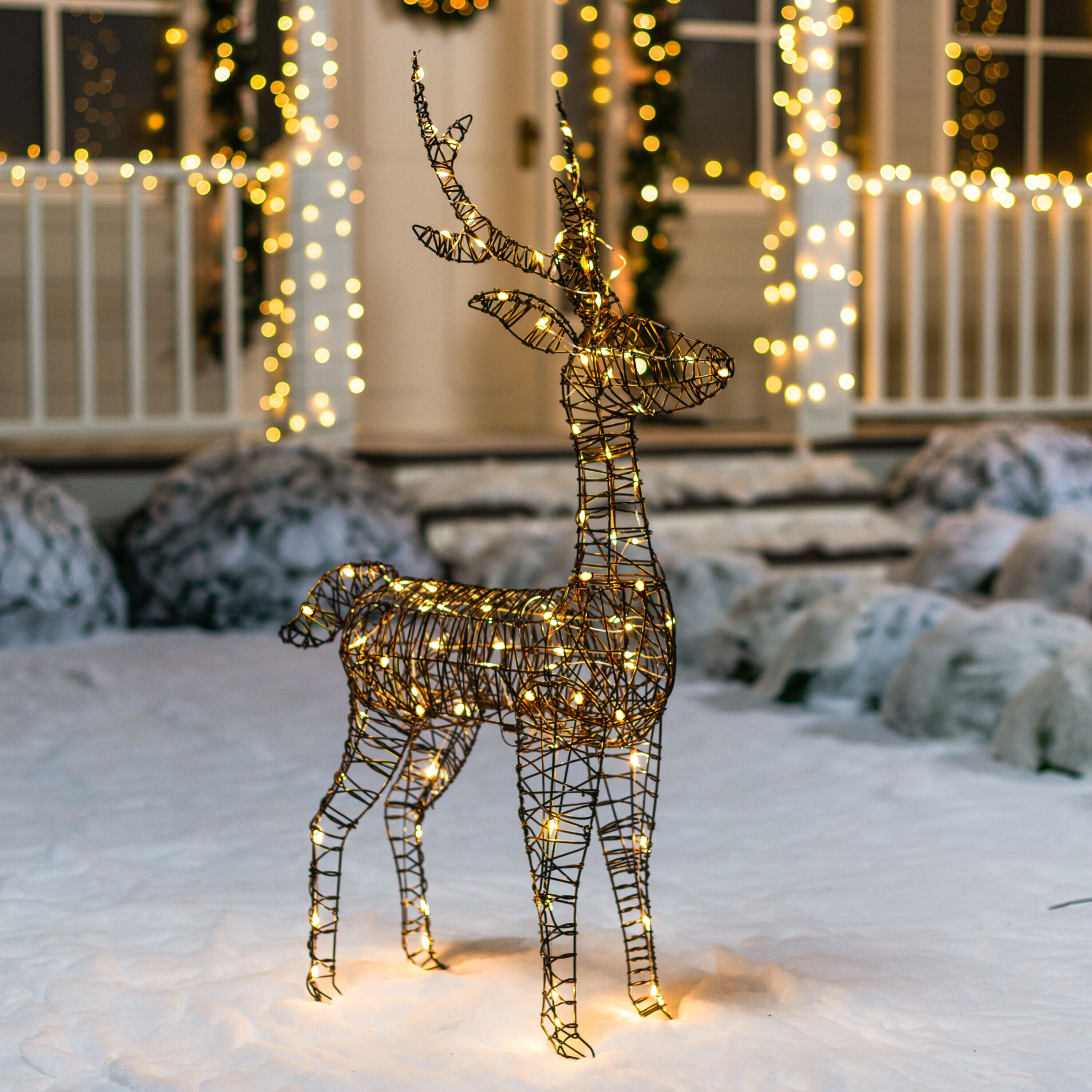 Joiedomi 36-in Reindeer Free Standing Decoration With White LED Lights ...