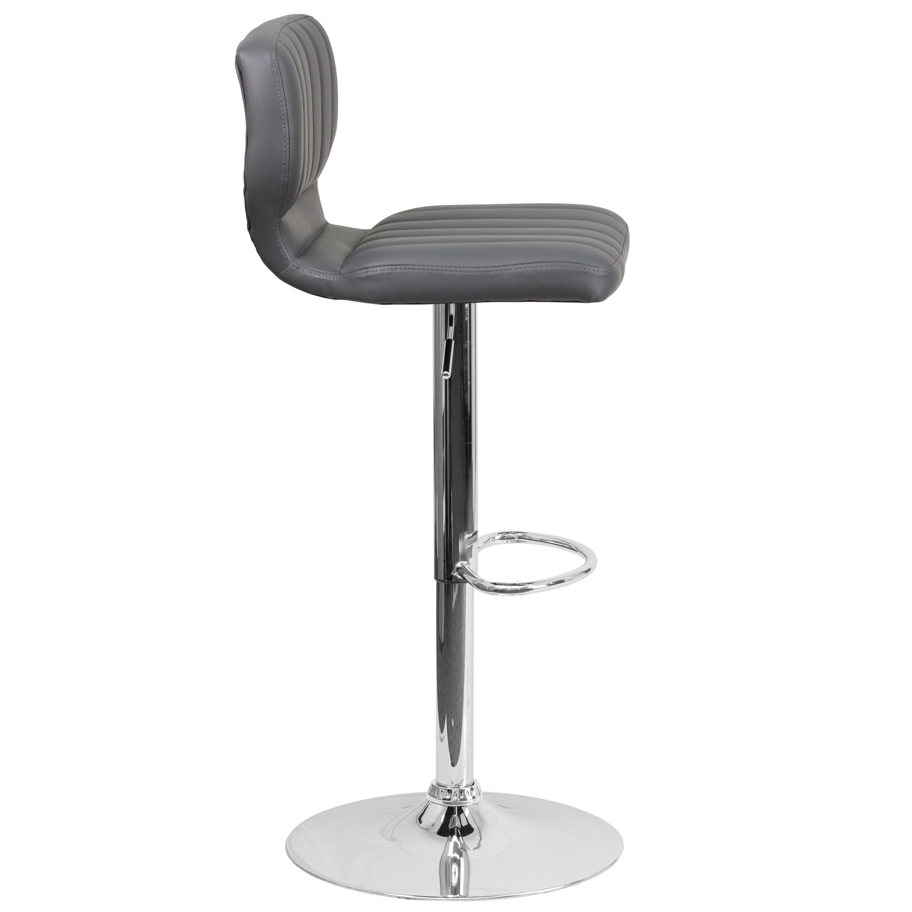 Elevate Gray Vinyl and Chrome Adjustable Swivel Barstool