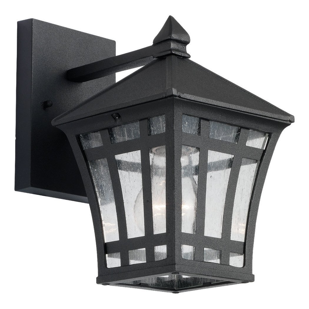Generation Lighting 88131-12 Herrington 1 -Light 10.0-in H Black Hardwired Outdoor Wall Light