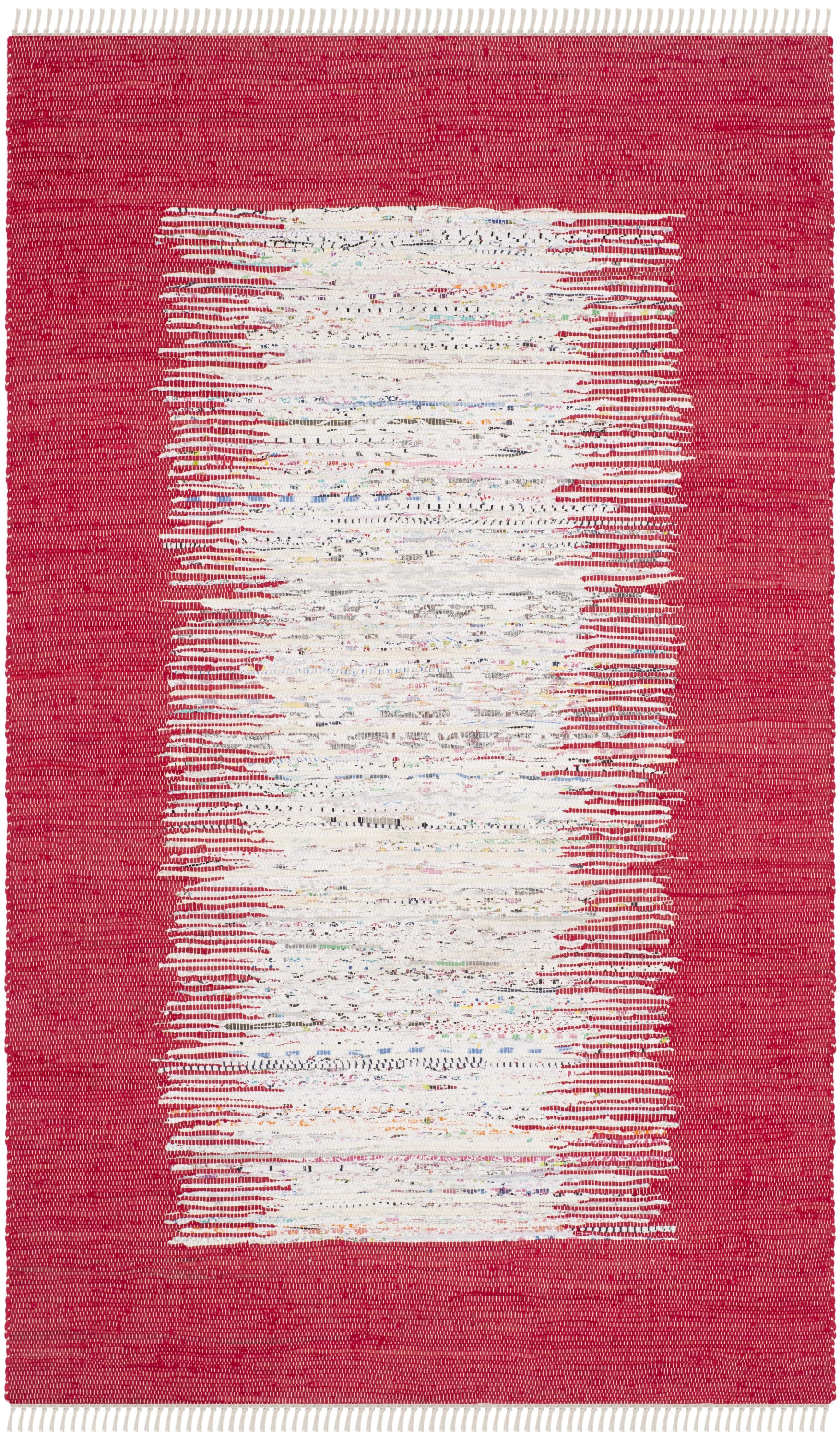 Safavieh MTK711B-5 Montauk Keeling 5 x 8 (ft) Cotton Ivory/Red Rectangular Indoor Border Coastal Area rug