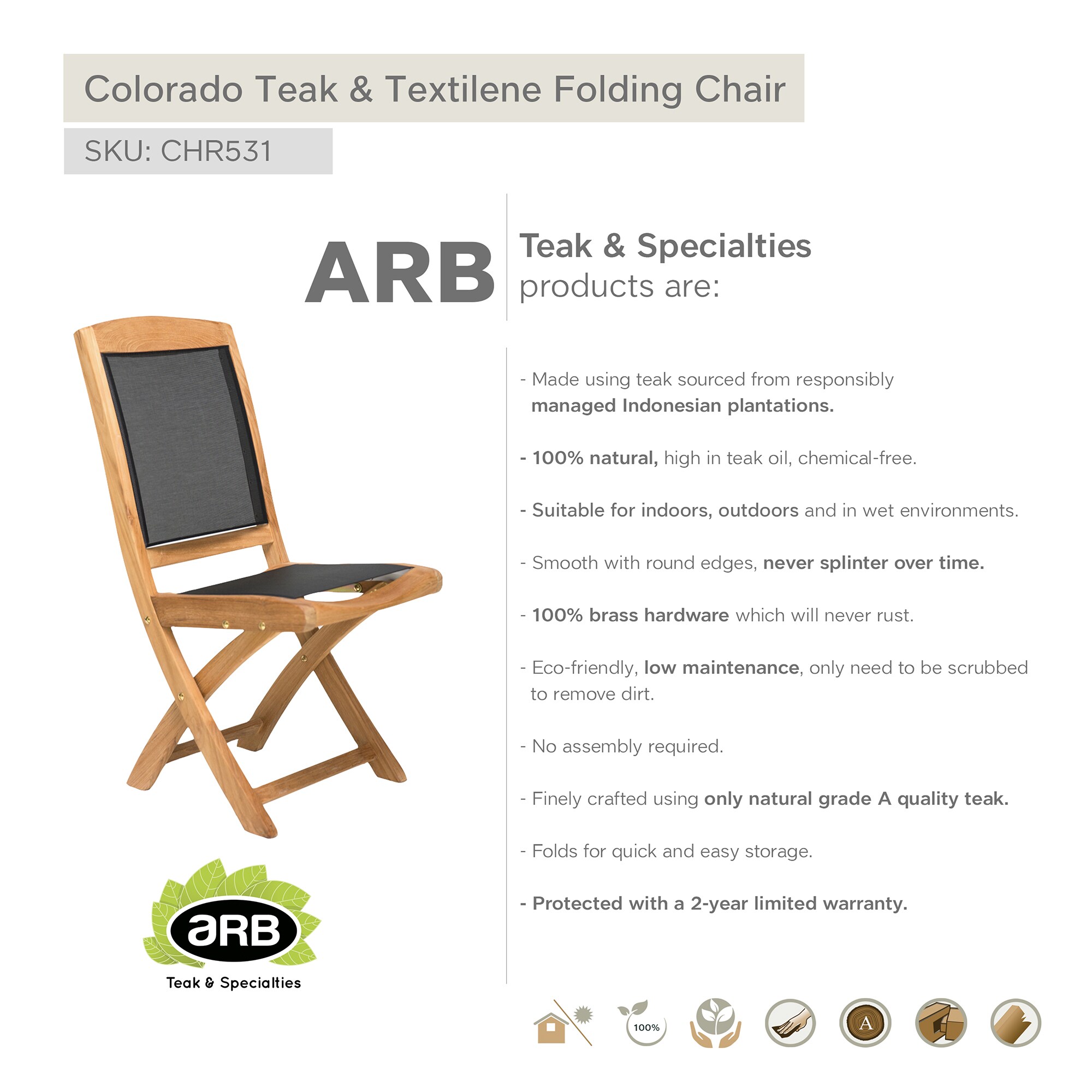 ARB Teak & Specialties CHR531 Patio-Chairs - View #11