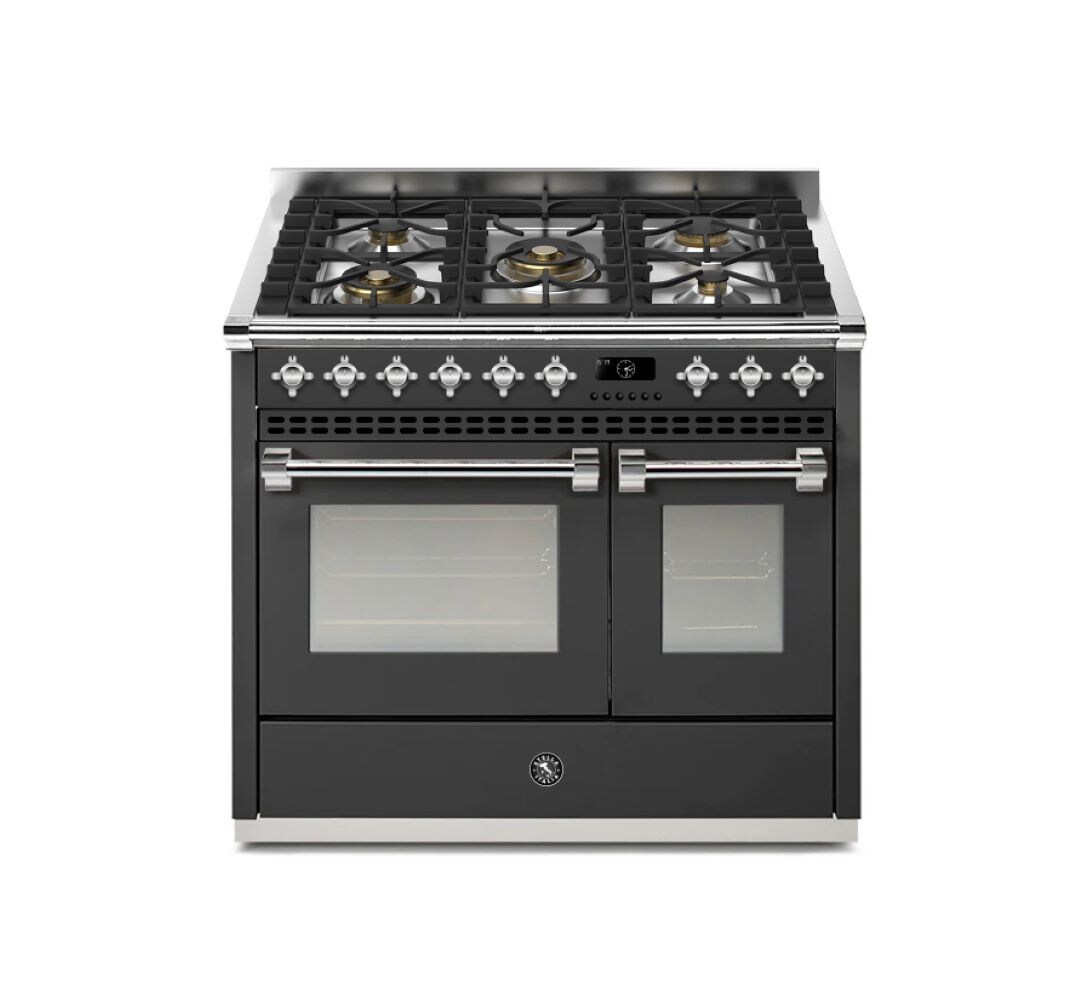 Hallman HSRDF40CMMG 40-in 2.5-cu ft / 1.4-cu ft Convection Oven Freestanding Double Oven Dual Fuel Range ( Matte Graphite )