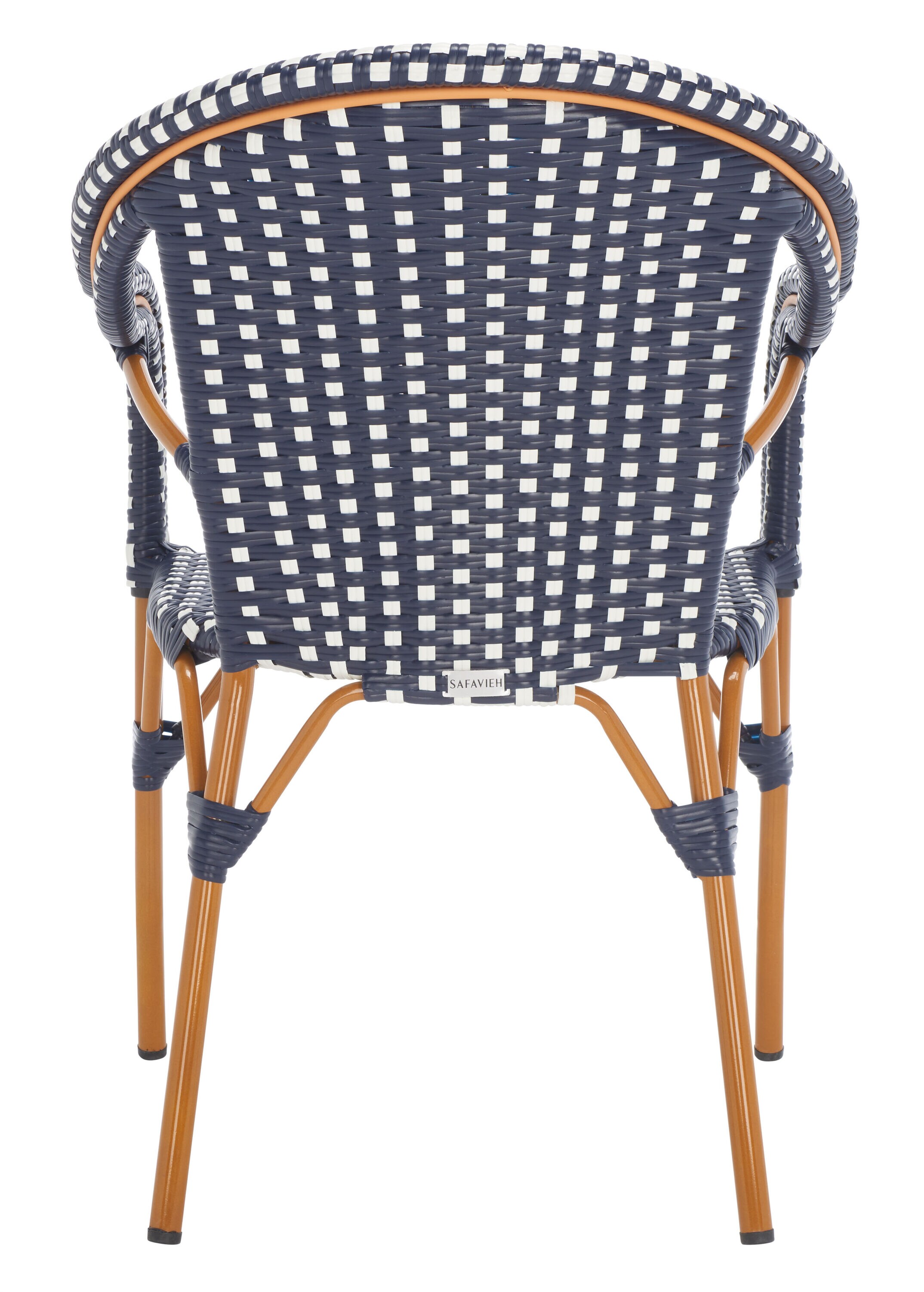 Navy and White Wicker Outdoor Armchair Set of 2