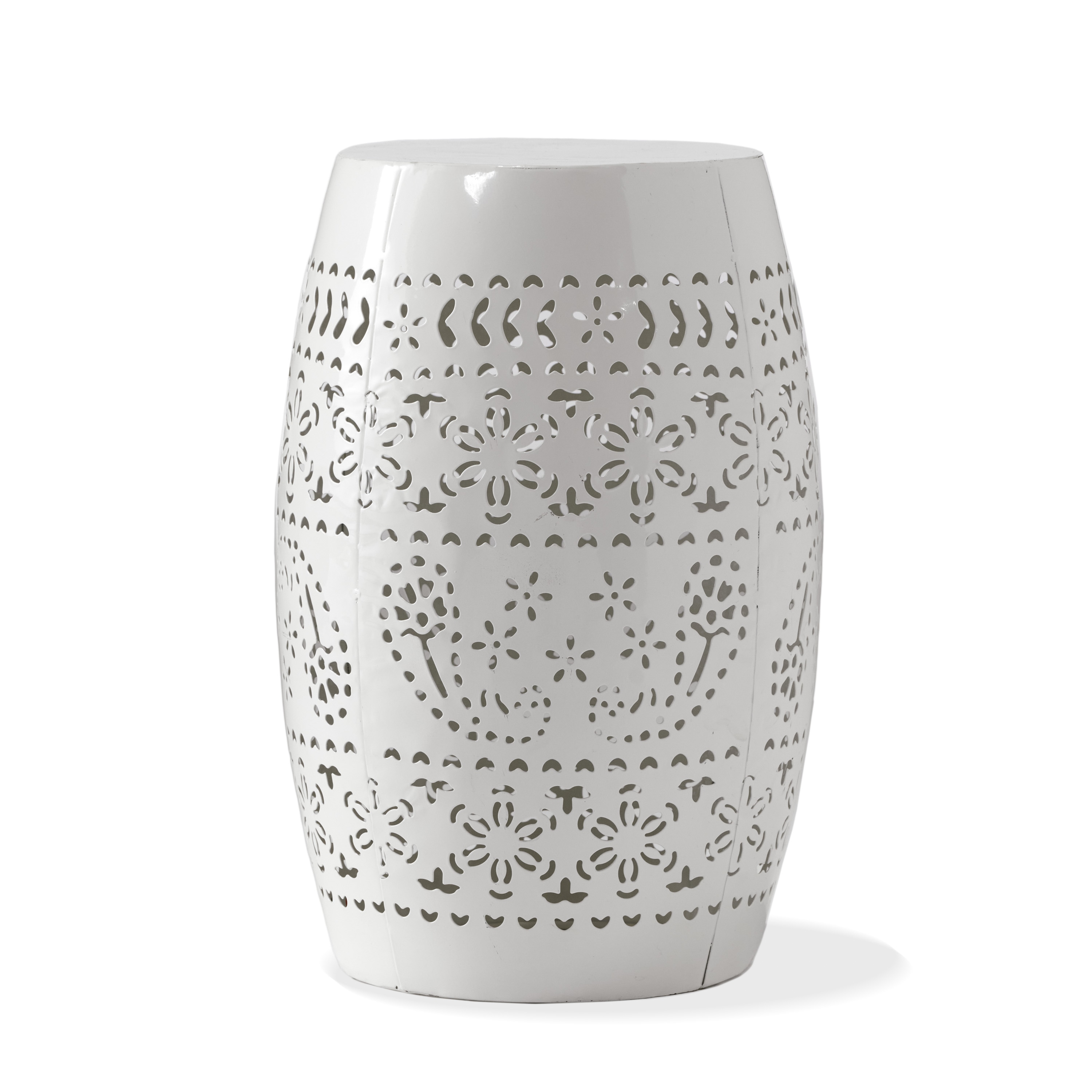 AHIOU HOME ZAAHG-61304.00WHIGS 18-in White Steel Barrel Garden Stool