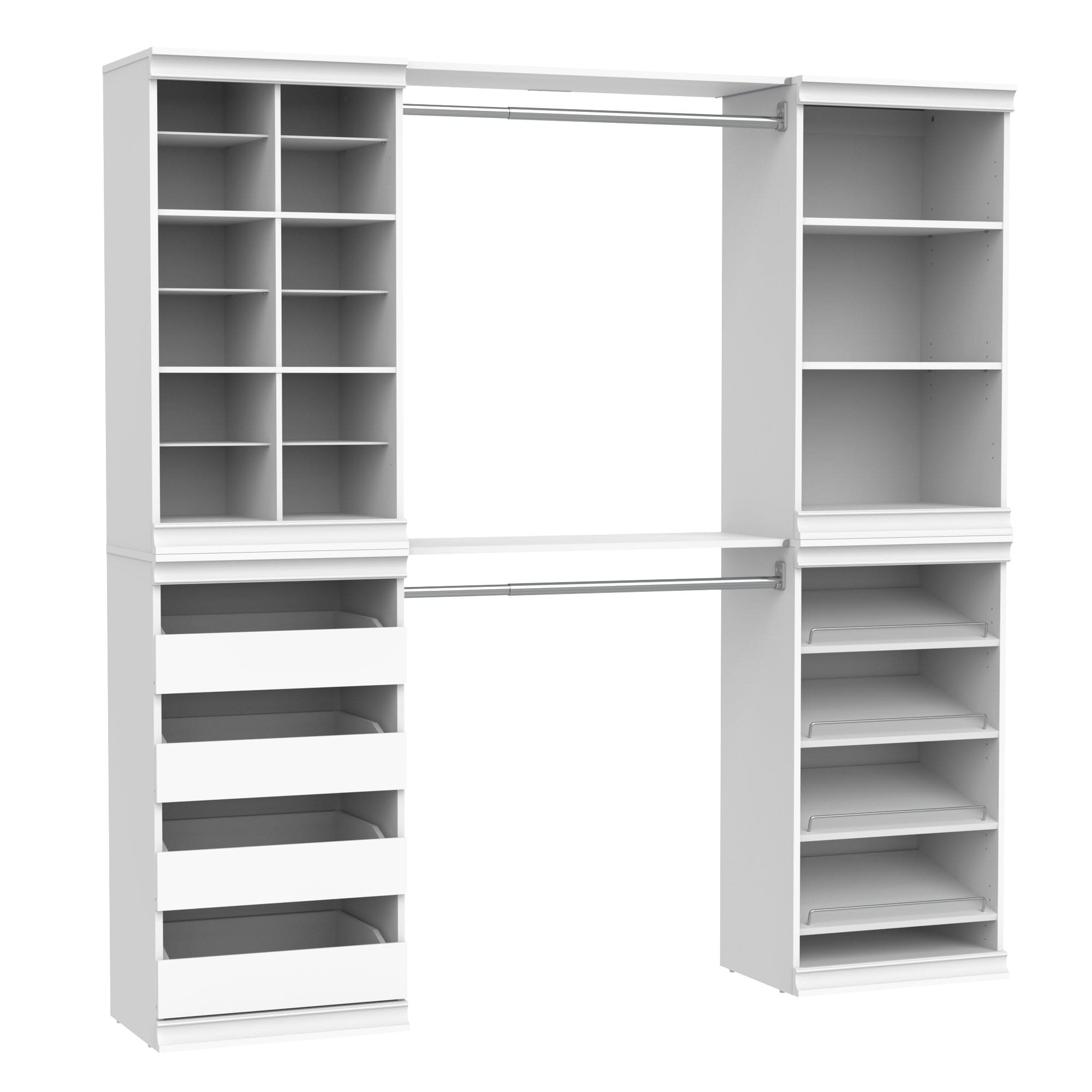 ClosetMaid 10000-04811 Modular Storage 6.57-ft to 6.57-ft W x 6.7-ft H White Solid Shelving Wood Closet System