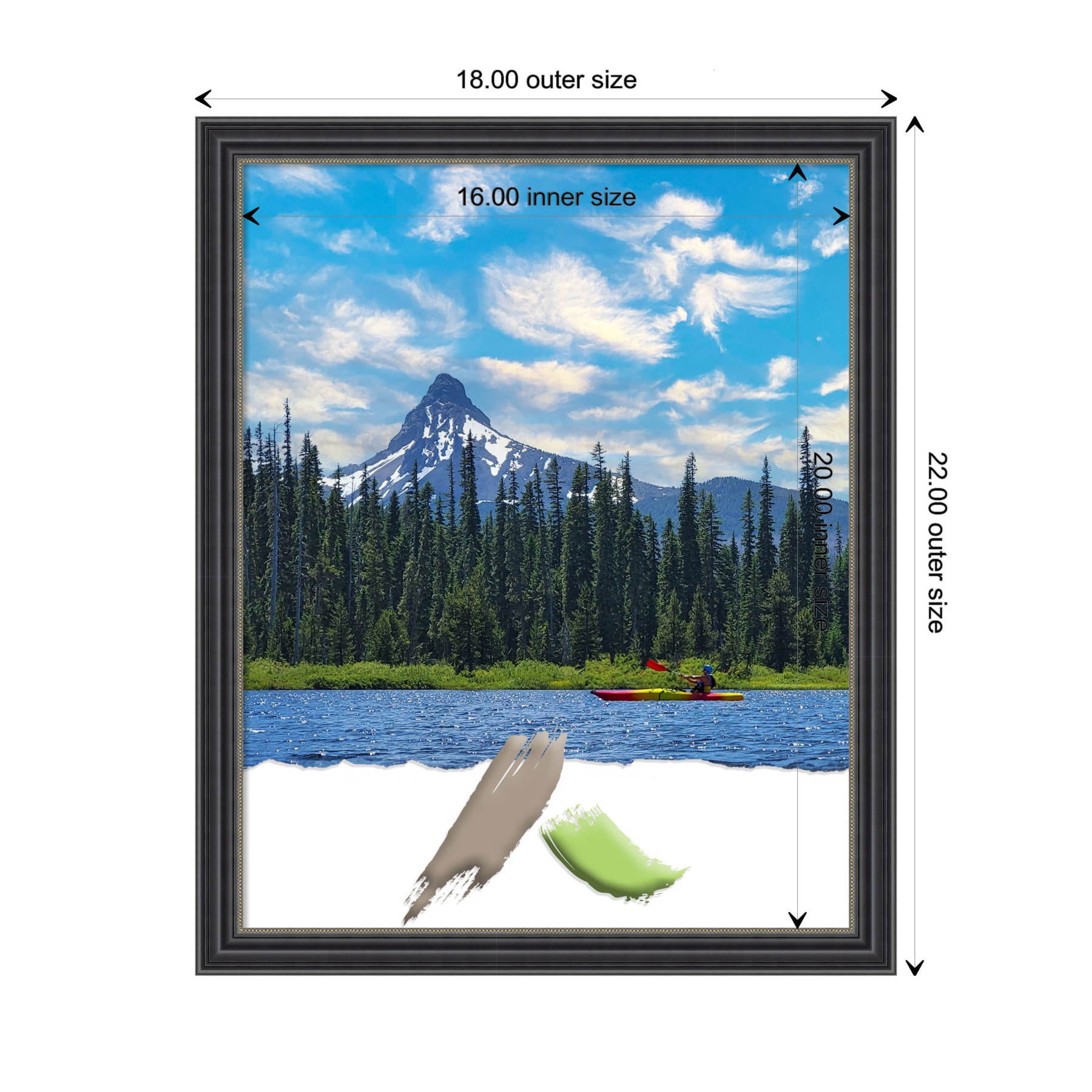 16"x20" Black Wood Wall Mount Picture Frame