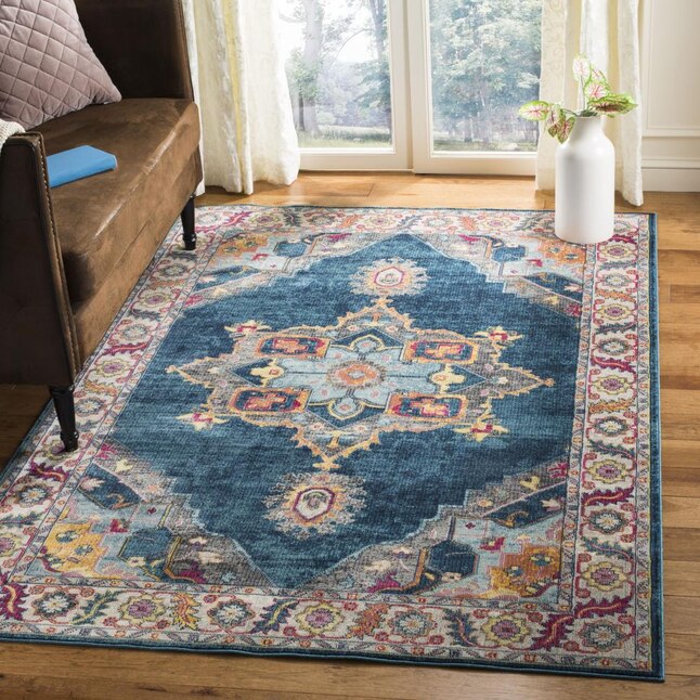Safavieh Merlot Peri 7 x 7 Blue/Multi Square Indoor Floral/Botanical Oriental Area Rug Safavieh Merlot Peri 7 x 7 Blue/Multi Square Indoor Floral/Botanical Oriental Area Rug