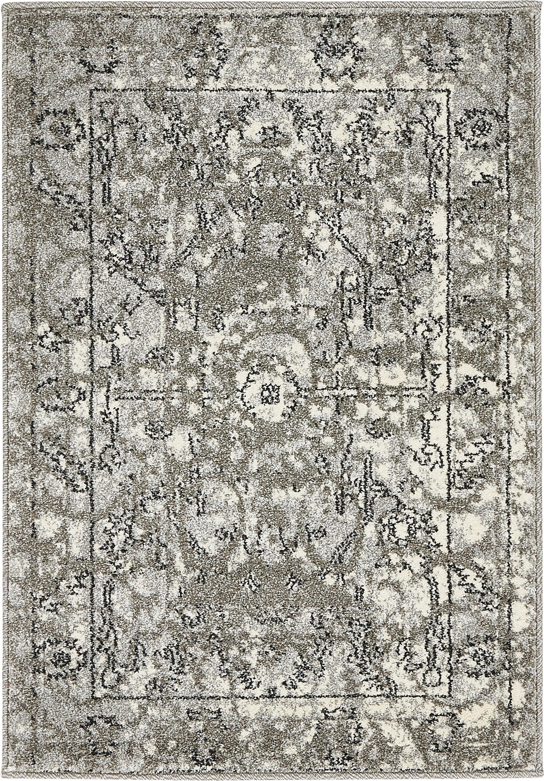 Unique Loom 3133457 Vintage La Jolla 2 x 3 (ft) Loomed Polypropylene Gray/Silver Rectangular Indoor Border Vintage Area rug