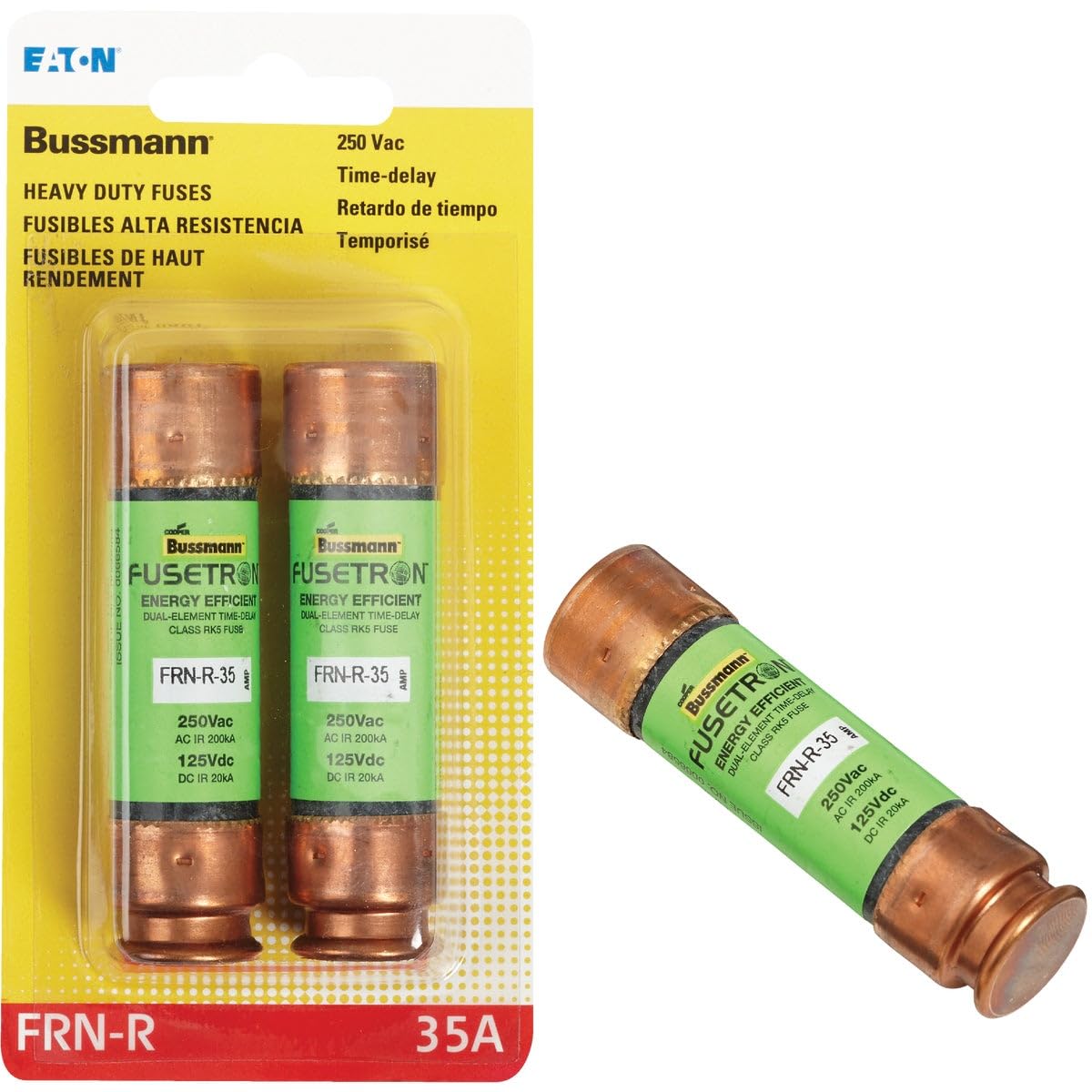 Bussmann  BPFRNR35 35A Fusetron FRN-R Dual-Element Time-Delay Fuse 250V UL Listed