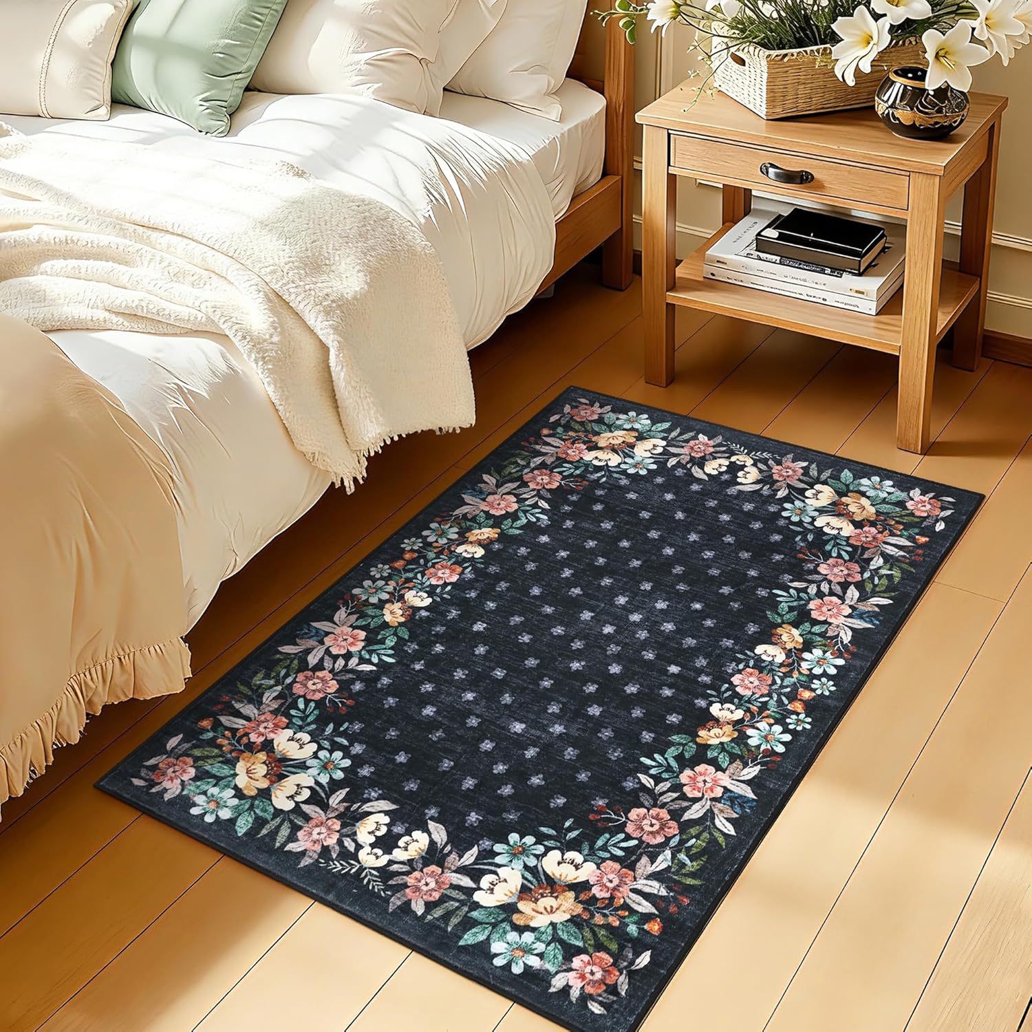 GAOMON - Modern Printed Foldable Washable Area Rug- 1200gsm Thick Plush Velvet with 350g Pearl Fa...