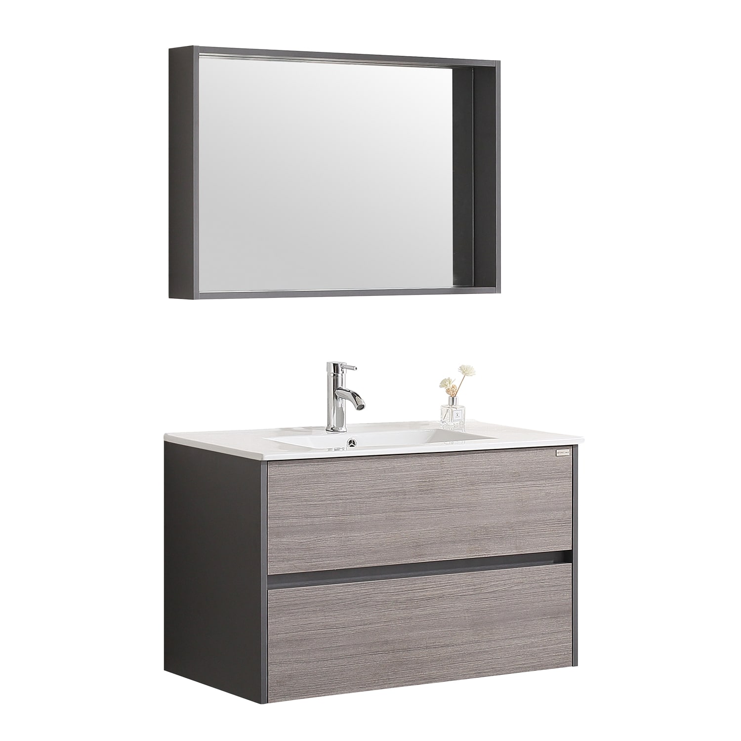 Walcut Single Sink Bathroom Vanity, White Bathroom Vanity Set With Mirror