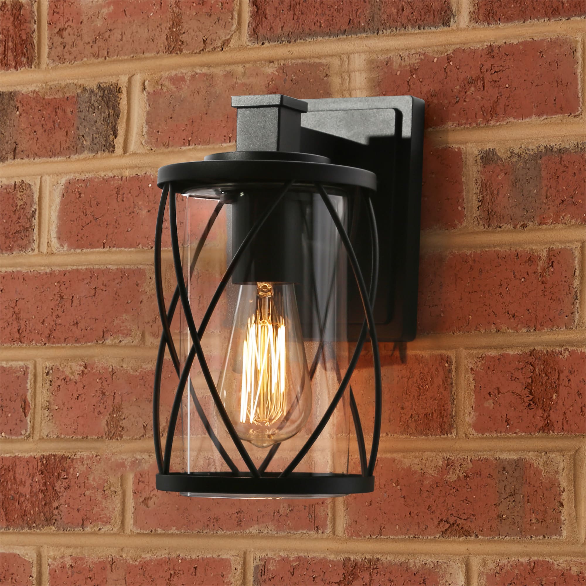 Uolfin Modern Black Outdoor Wall Light 1-Light Motion Sensing Wall Lantern  Sconce Light with Water-Rippled Glass Shade (2-Pack) 628H8UZYRRU744D - The  Home Depot