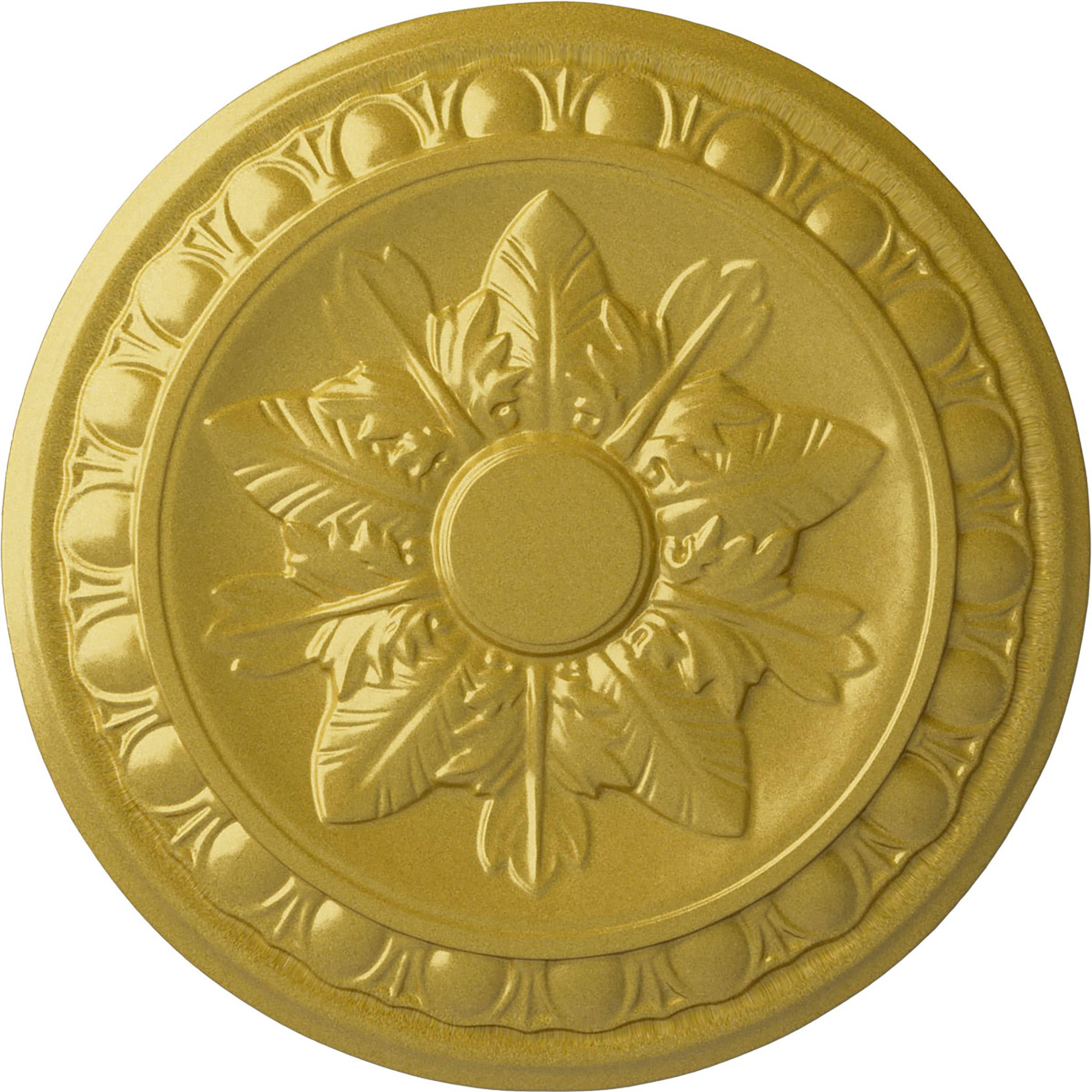 Ekena Millwork CM17EXRGS Exeter 17.75-in W x 17.75-in L Painted Rich Gold Polyurethane Whole Ceiling Medallion
