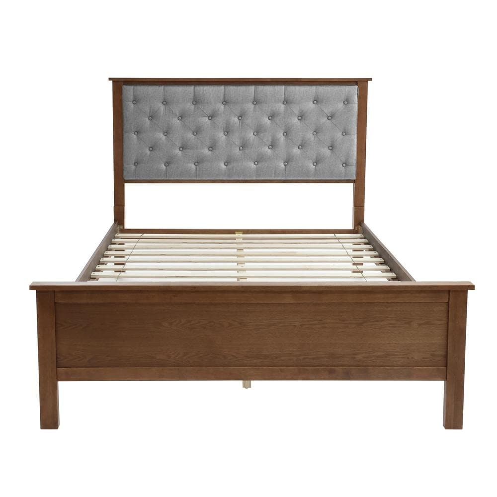 LuxenHome WHIF1882 Brown Queen Cotton Upholstered Headboard