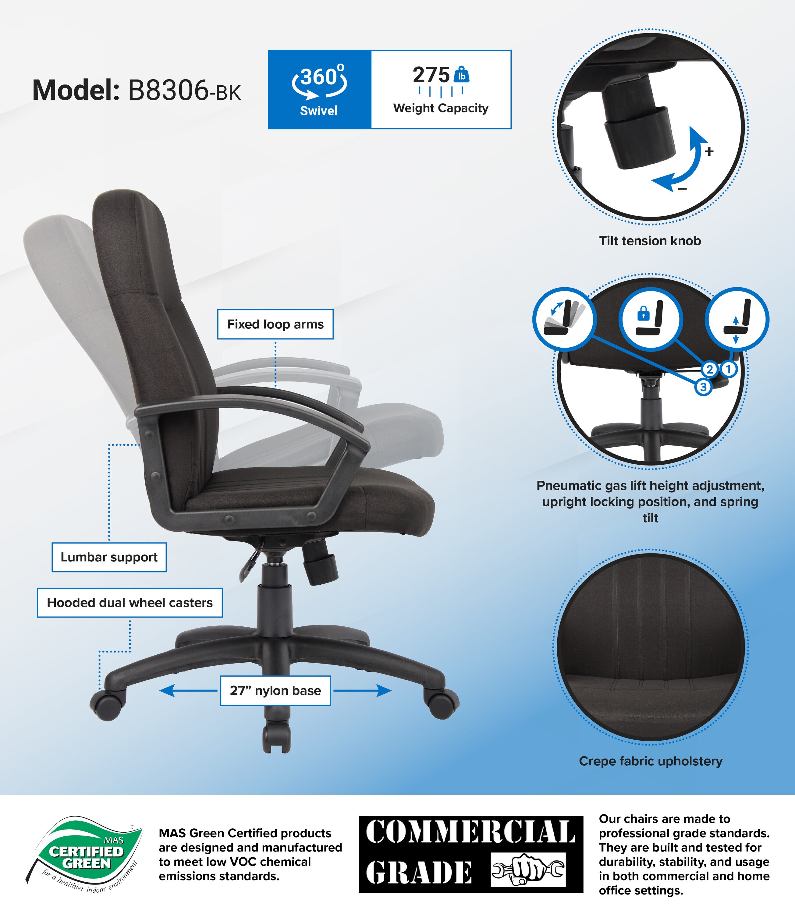 Boss Office Products B8306-BK Office-Chairs - View #7