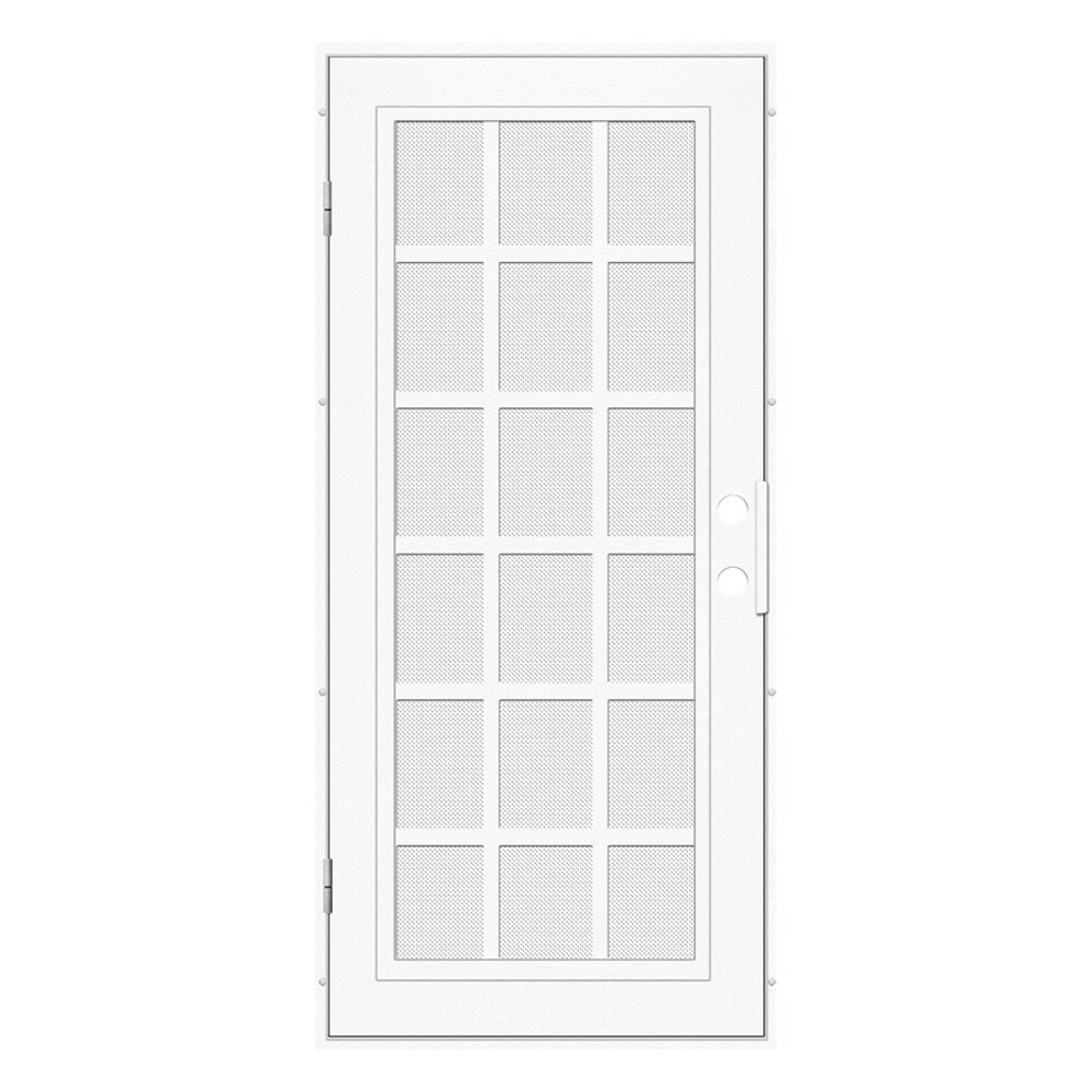 TITAN Classic French Premium Aluminum Security Door 36-in x 80-in White Aluminum Surface Mount Right-Hand Outswing Security Door with White Screen -  3S2026EL2WTP0A