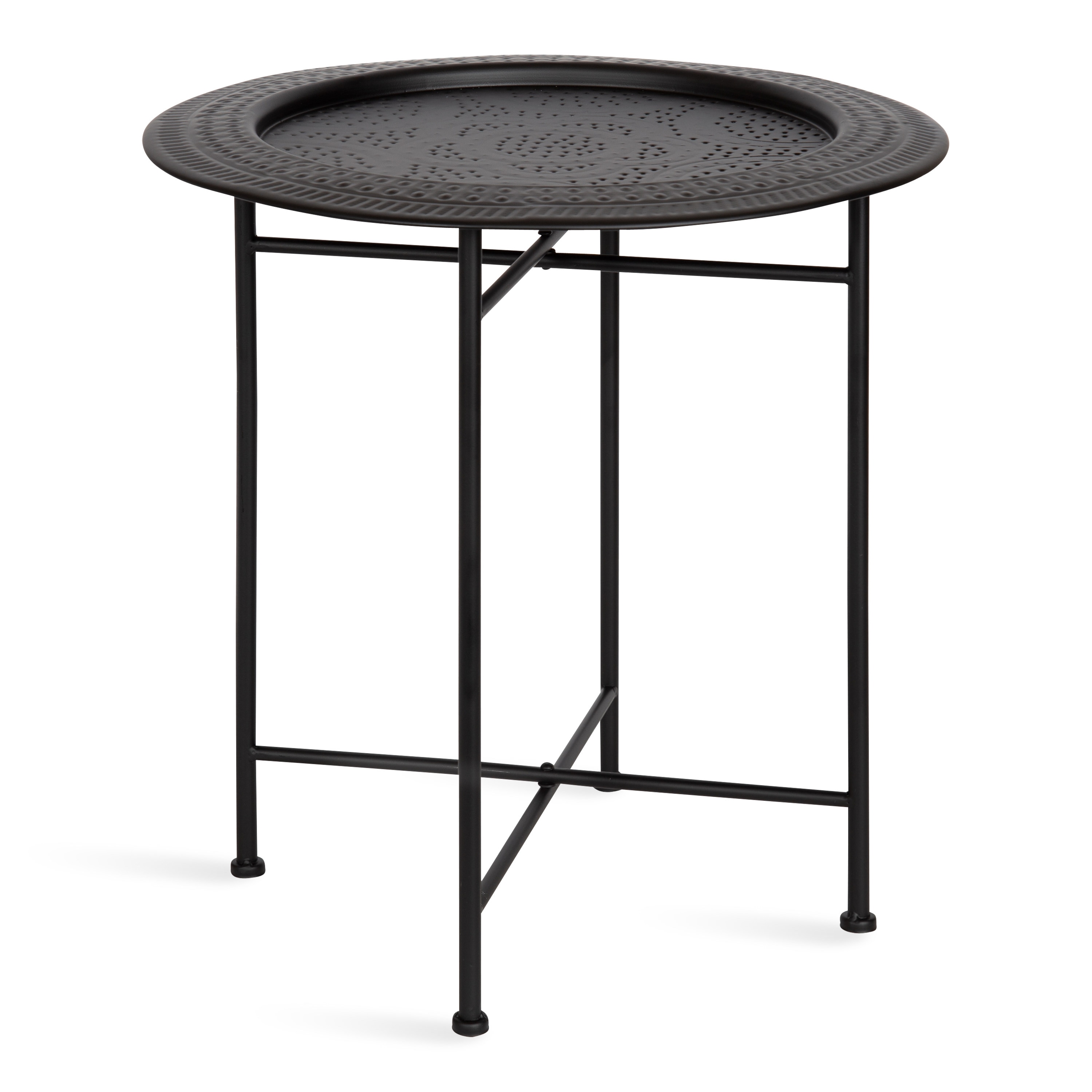 Kate and Laurel 219324 Razza 18.9-in W x 19.88-in H Black Metal Round Modern End Table Assembly Required