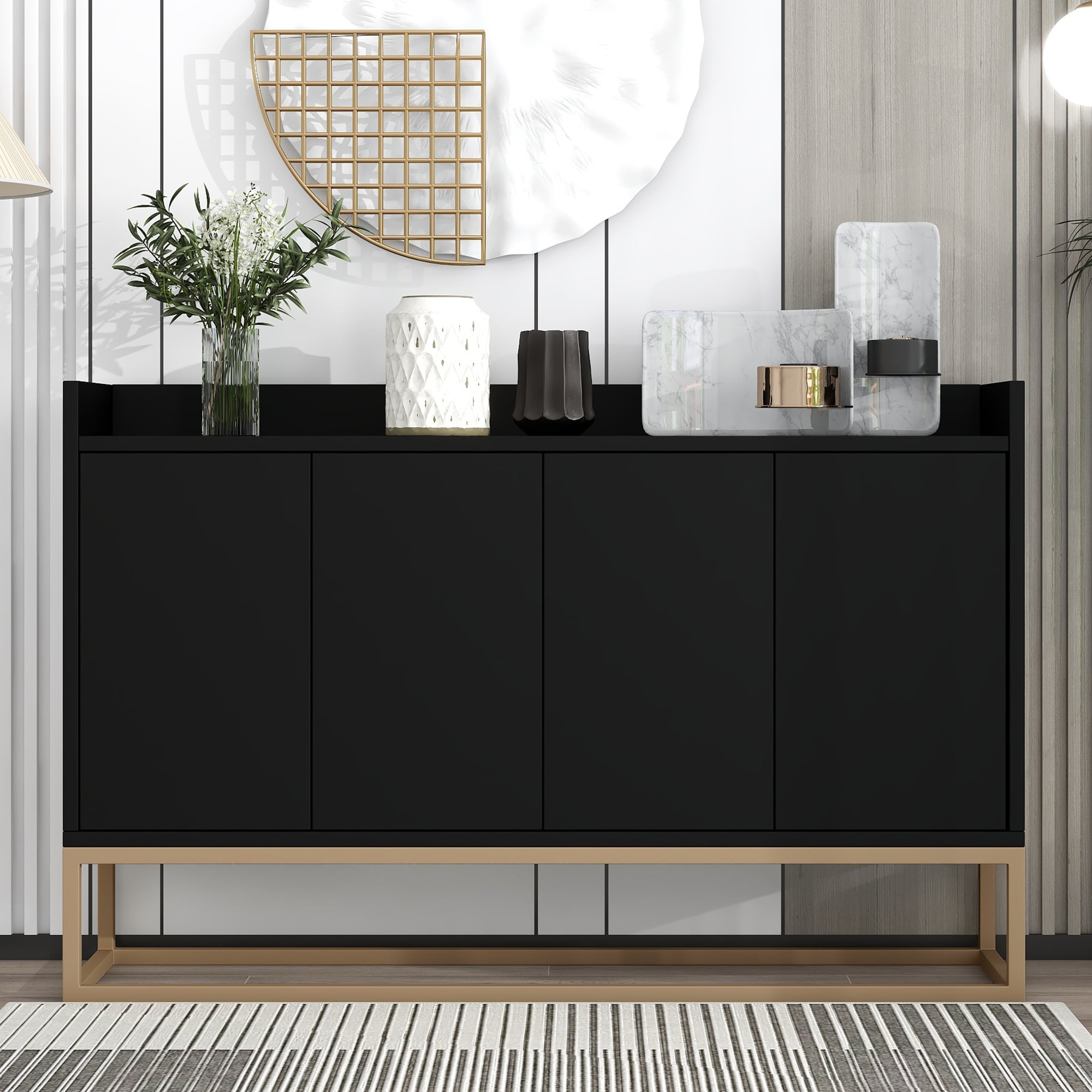 JIMSMAISON JMTRSB27B Contemporary/Modern Black Sideboard