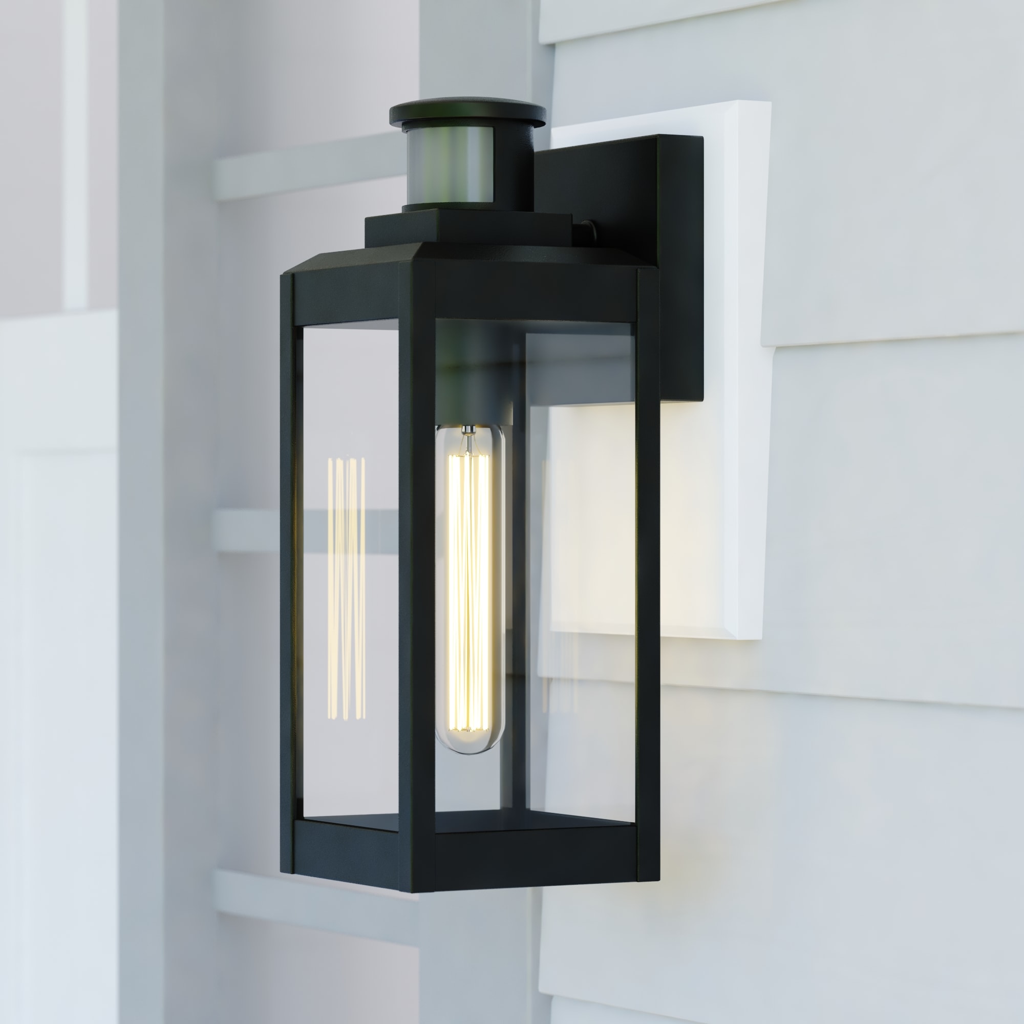 Cascadia Kinzie 1-Light 13.75-in H Matte Black Motion Sensor Dusk to ...