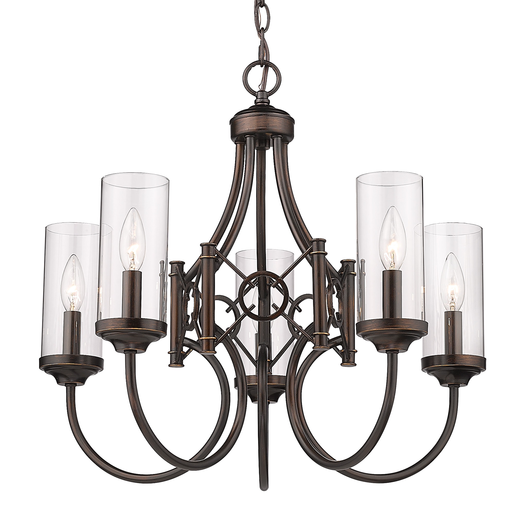 Golden Lighting 3718-5 CDB-CLR Quincy 5-Light Cordoban Bronze Transitional Dry Rated Chandelier