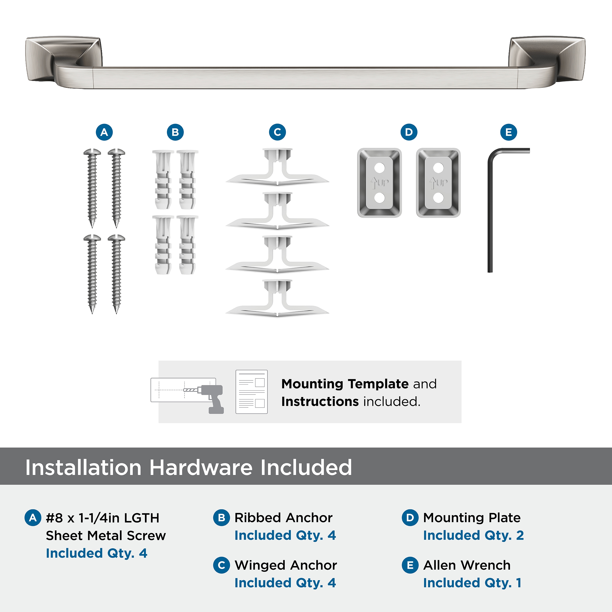 Highland Ridge 18-Inch Brushed Nickel Towel Bar