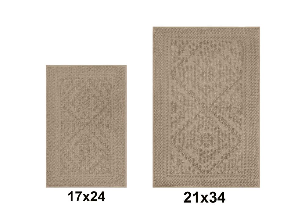 Better Trends Medallion 100% Cotton 2 Piece Bath Rug Set - Beige