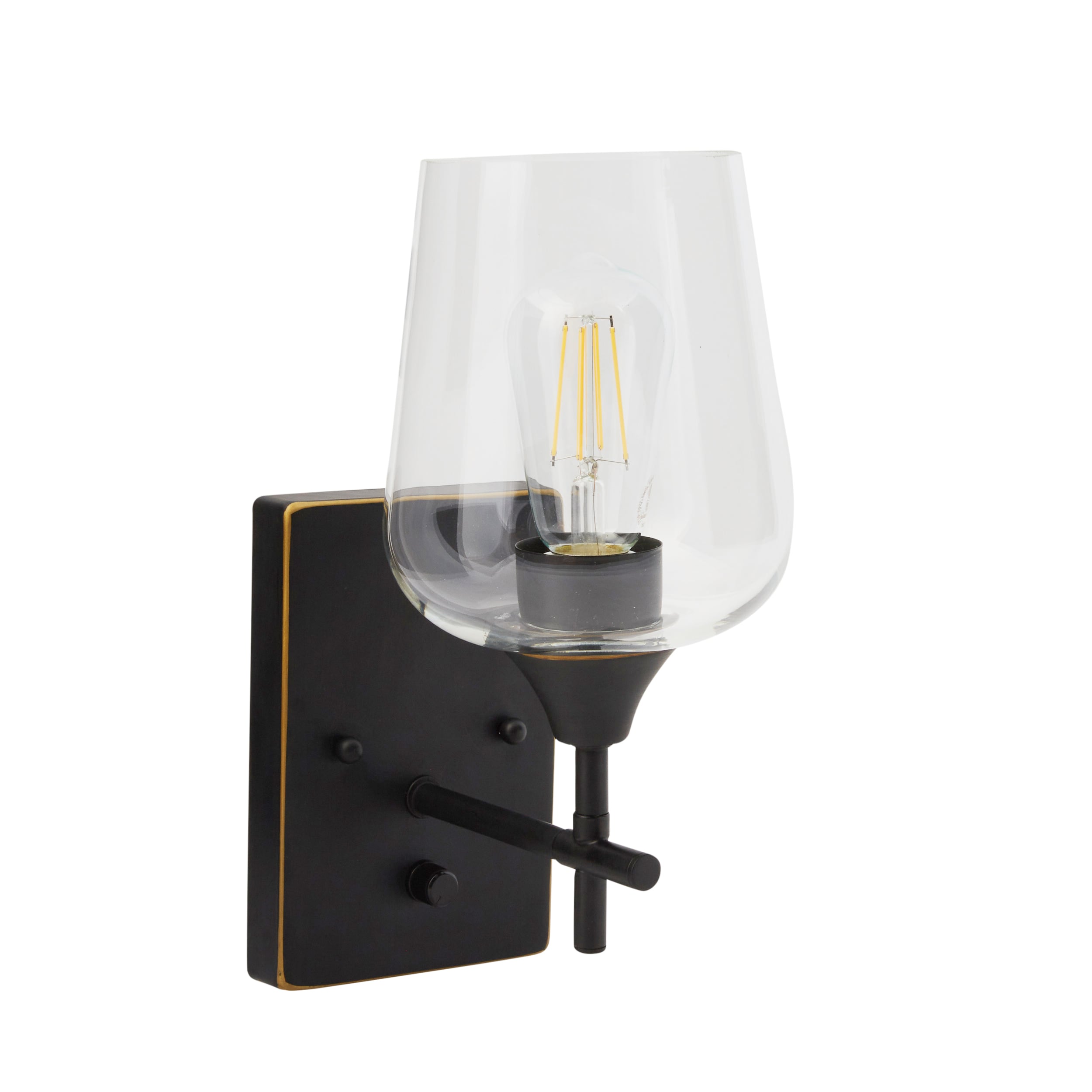 Meredith 5.46-in W 1-Light Aged Bronze Transitional Wall Sconce | - allen + roth LW-1201-BRZ-CV