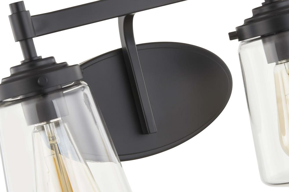 Allen + Roth Wyatt 14.3-in 2-light Matte Black Farmhouse Vanity Light 