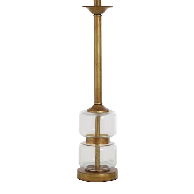 StyleCraft Home Collection 34-in Stained Wood, Stainless Table Lamp with Fabric Shade StyleCraft Home Collection 34-in Stained Wood, Stainless Table Lamp with Fabric Shade