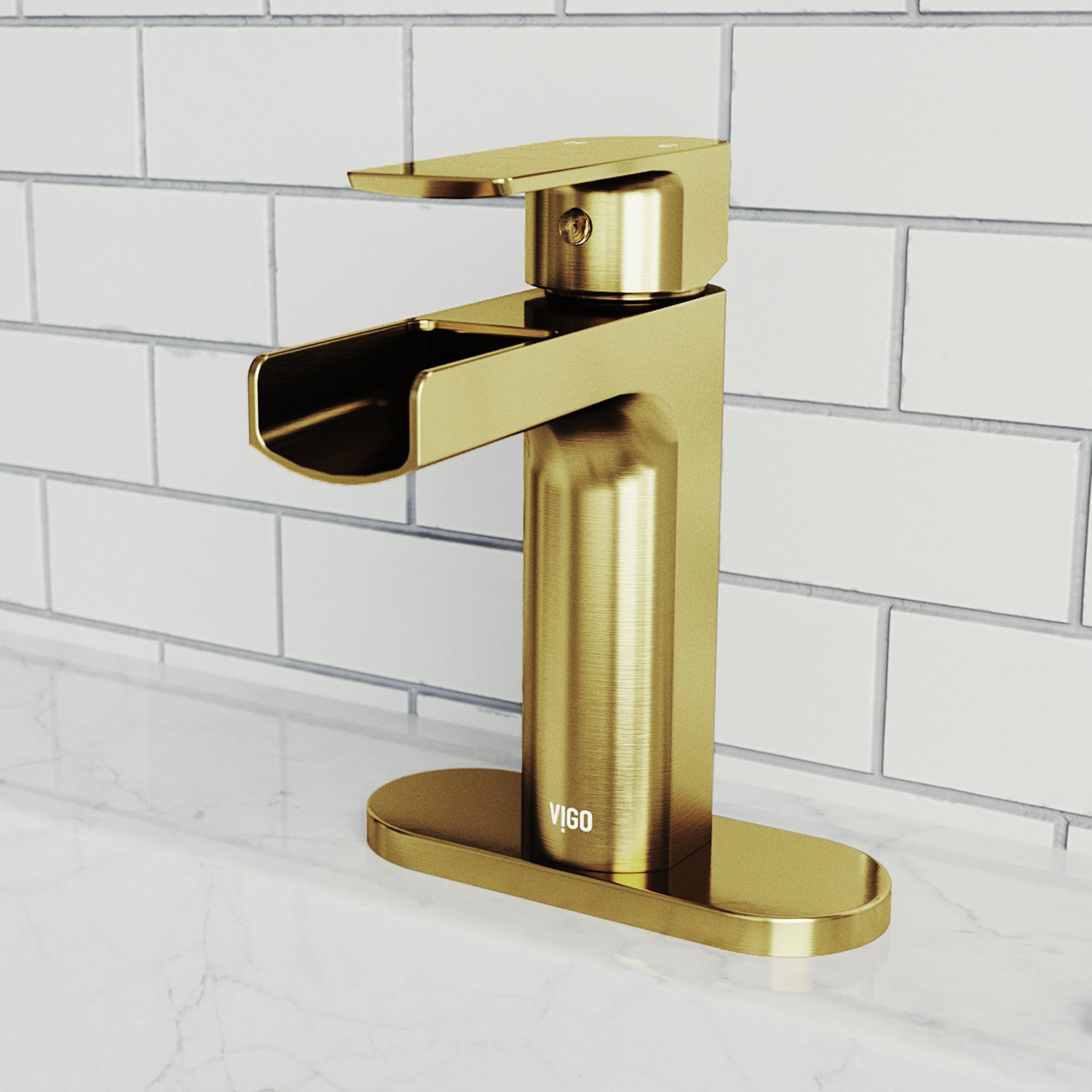 Matte Brushed Gold Single-Hole Waterfall Bathroom Faucet