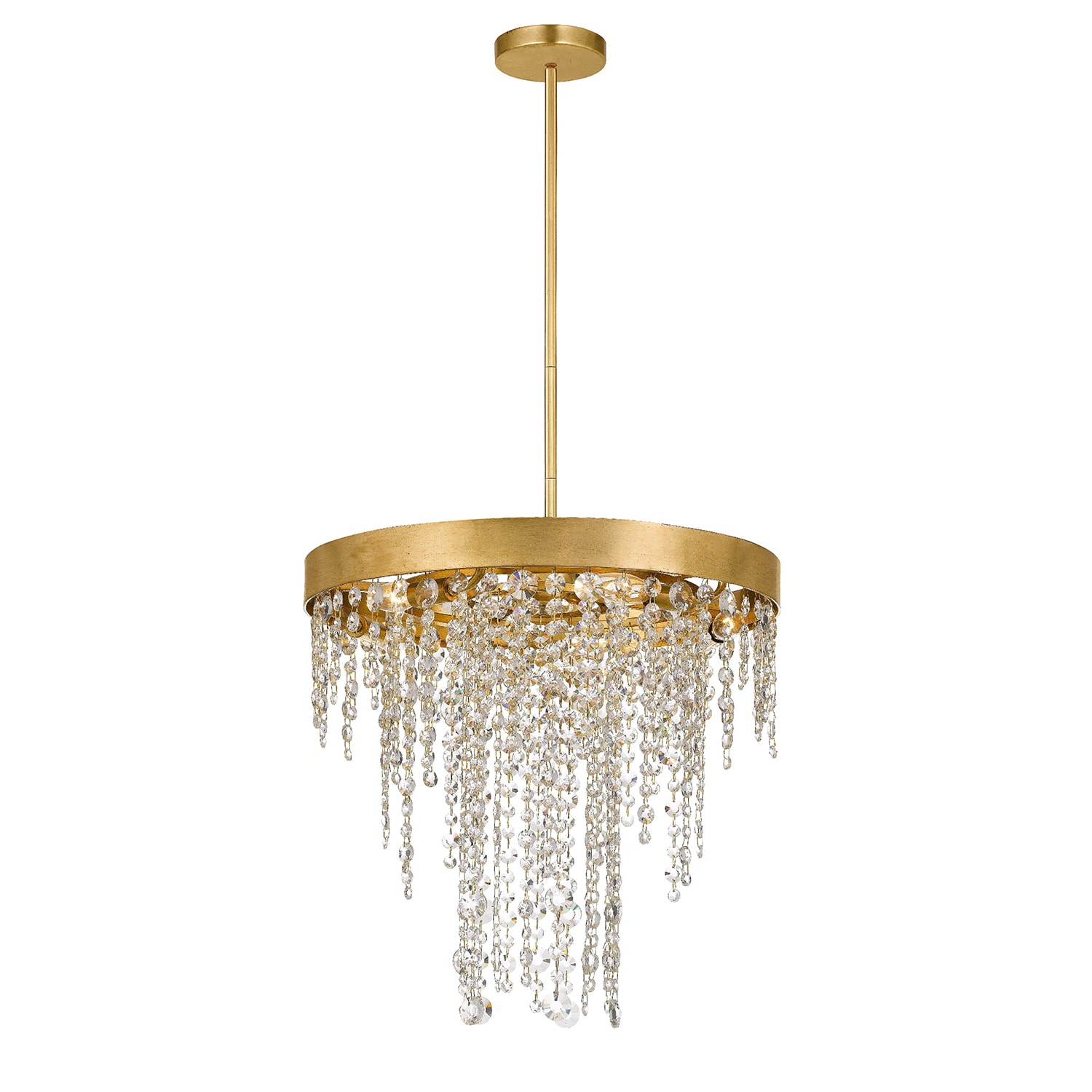 Elegant Antique Gold 5-Light Chandelier with Hand-Cut Crystal Accents
