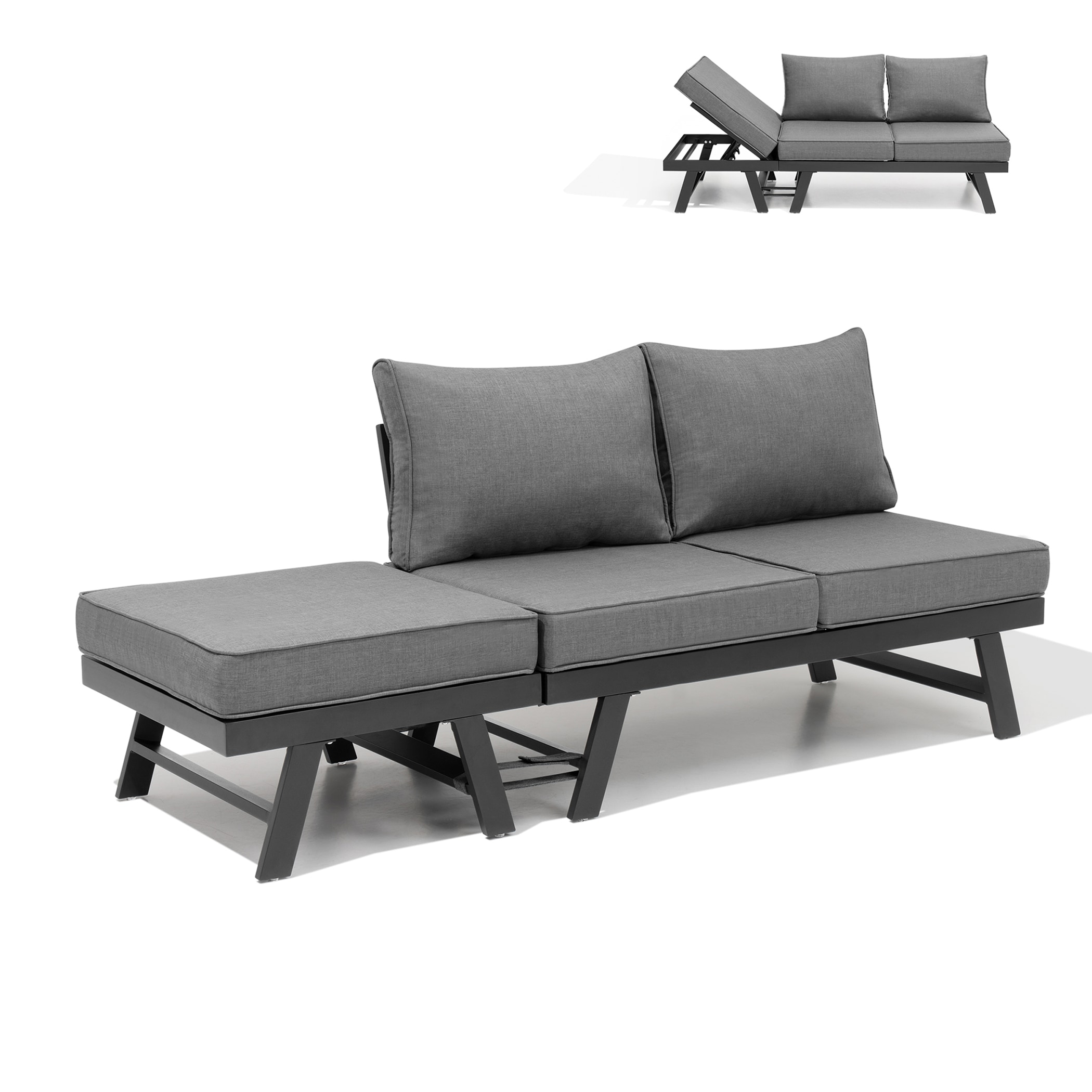 Crestlive Products CL-SF004GRY Outdoor 3-seater modular sofa with cushions Outdoor Sofa with Gray Cushions and Aluminum Frame