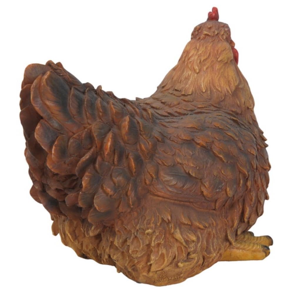 Life-Like Brown Polyresin Squatting Hen Garden Statue