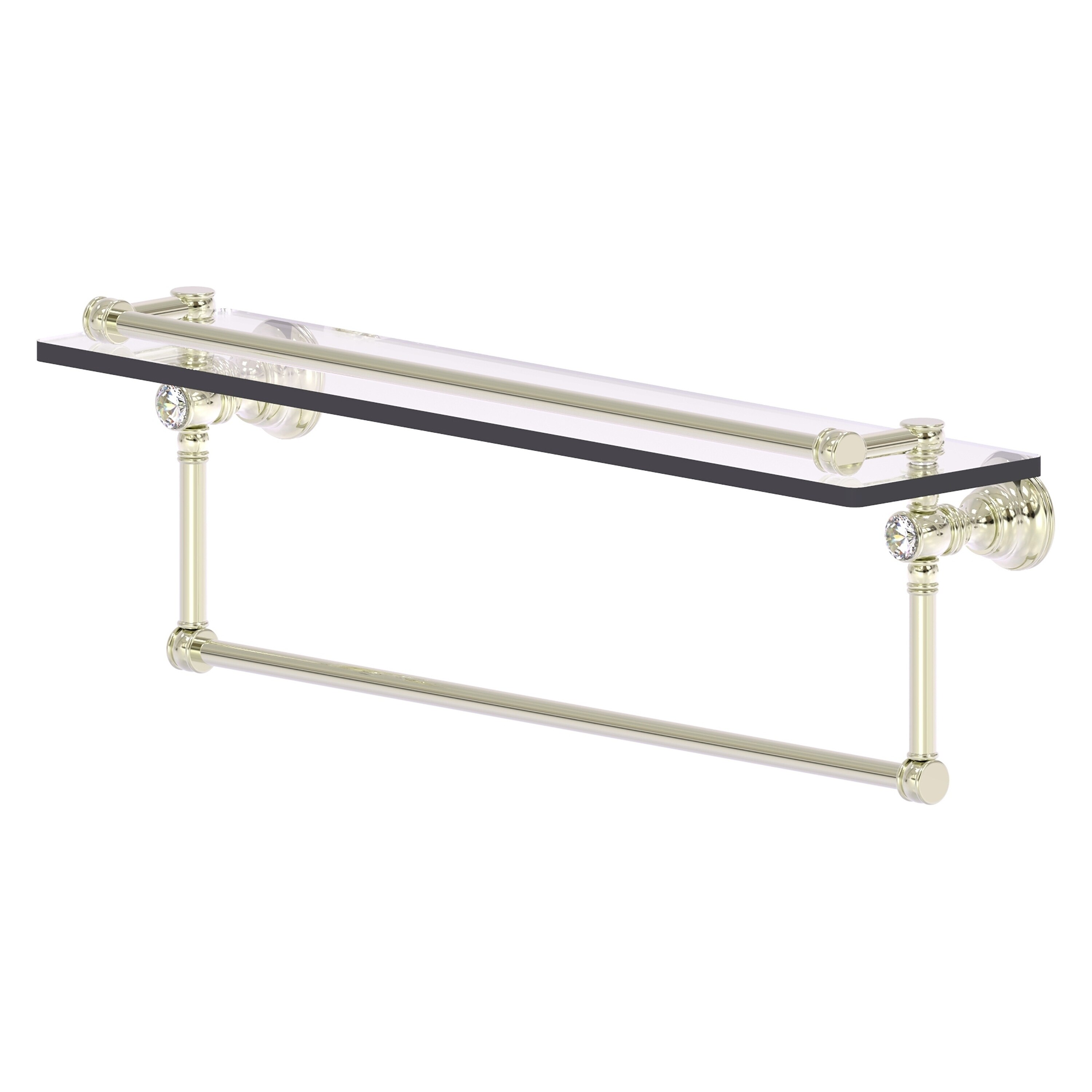 Allied Brass CC-1-22-TB-GAL-PNI Carolina Crystal Polished Nickel Wall mount Bathroom Shelf ( 22-in x 7.4-in x 5-in )