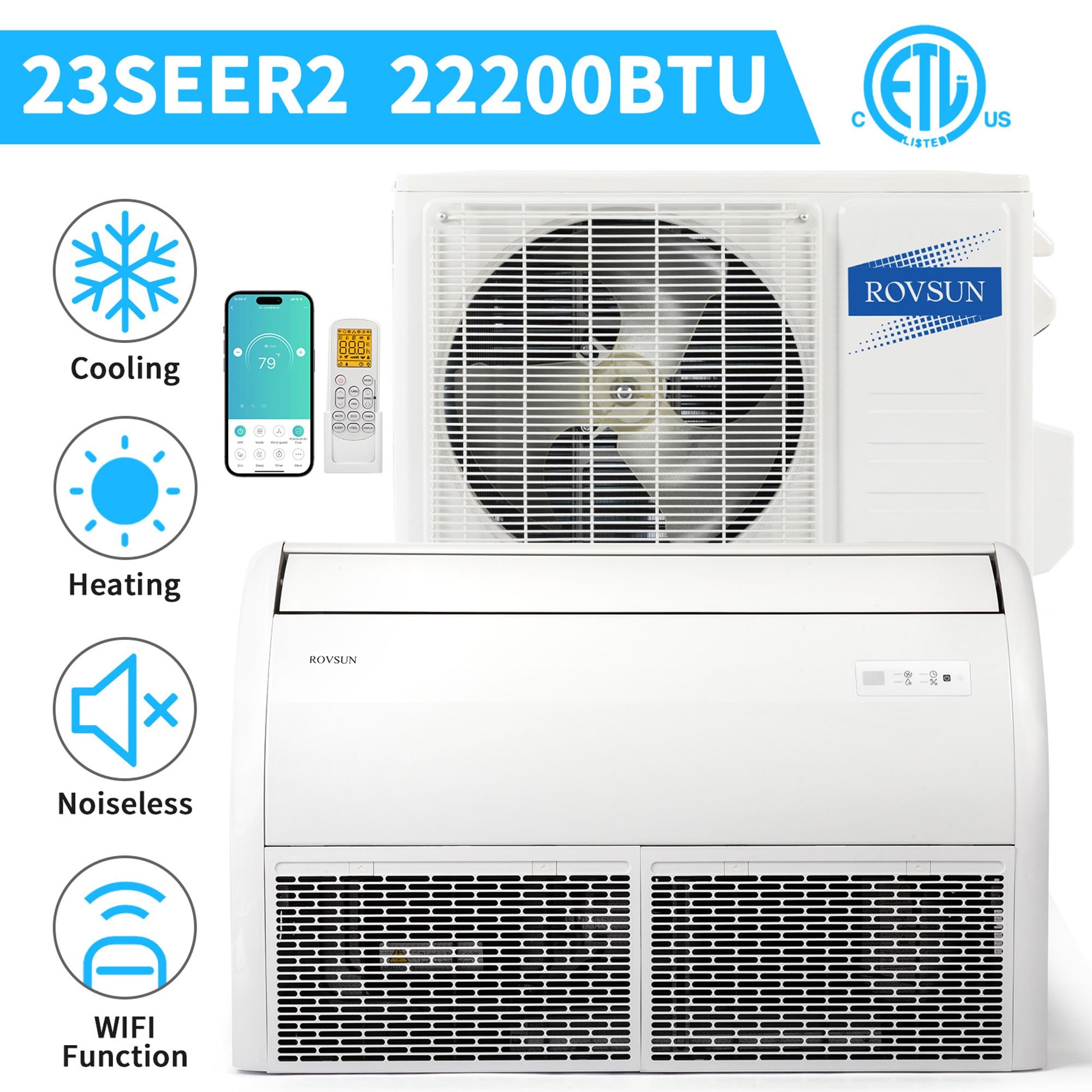 Winado  22200 BTU 23 SEER2 Floor Ceiling Mini Split Air Conditioner with Heat Pump 230V Sansujyuku sansujyuku.com